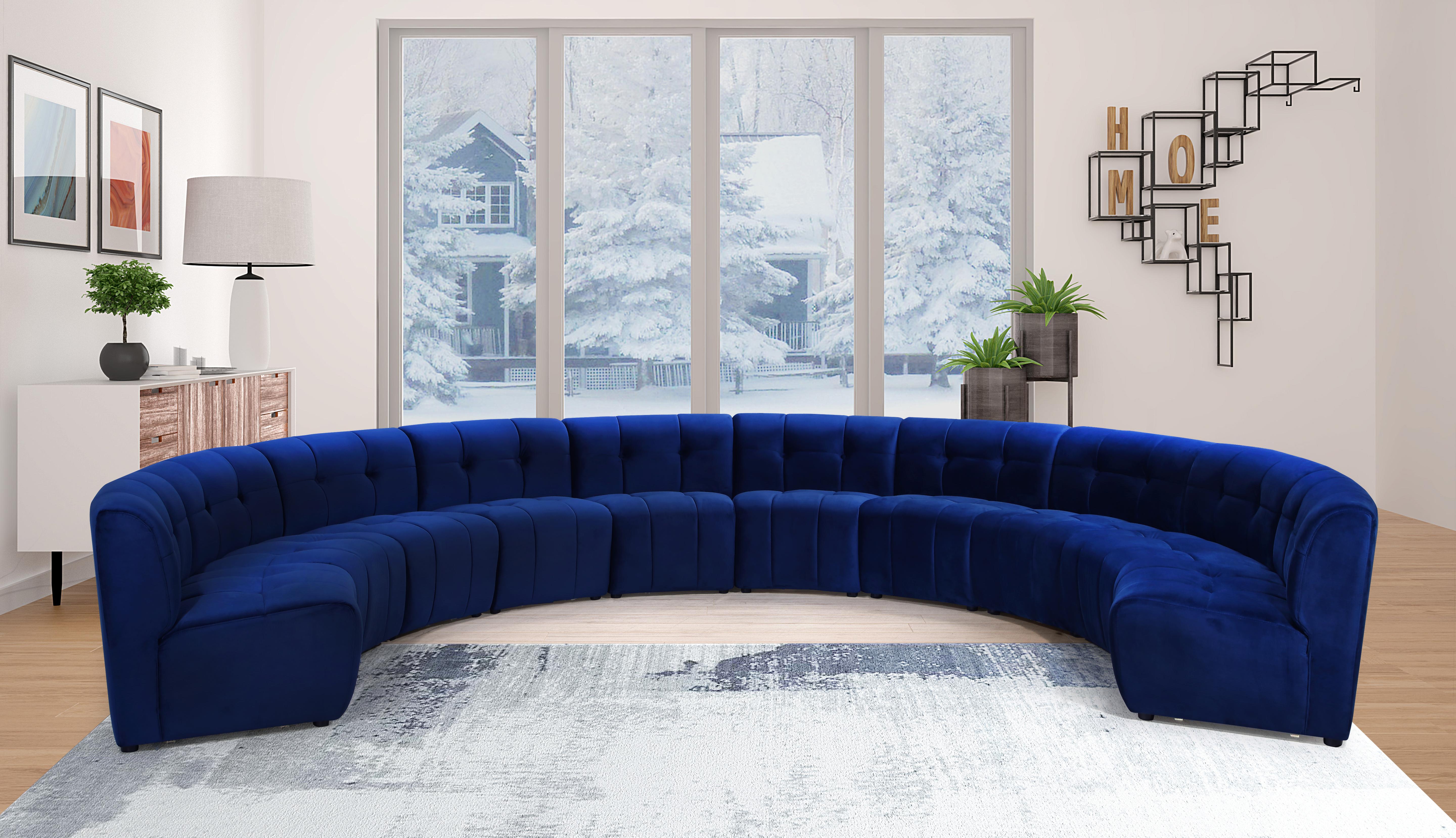 Limitless Navy Velvet 10pc. Modular Sectional - Luxury Home Furniture (MI)