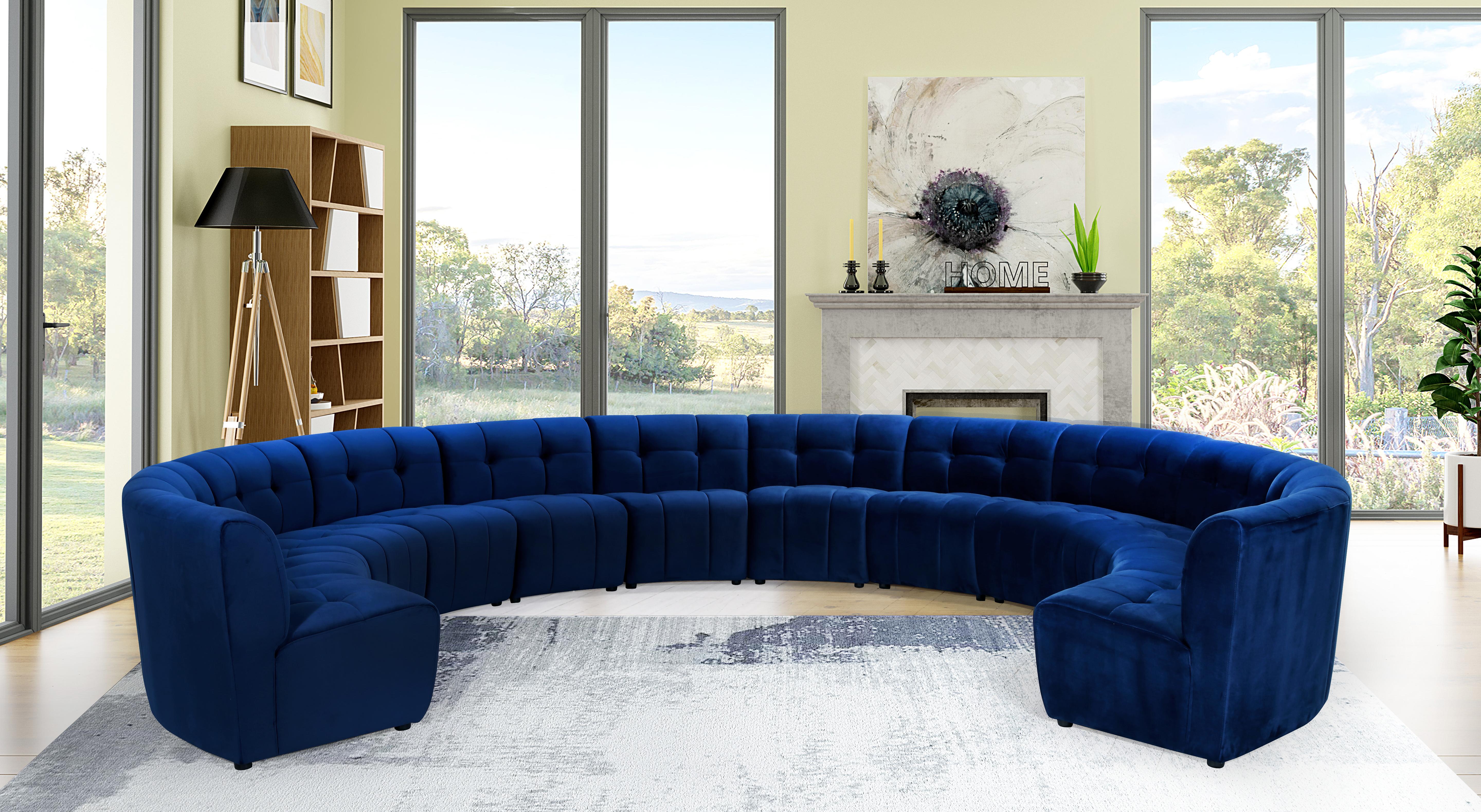 Limitless Navy Velvet 12pc. Modular Sectional - Luxury Home Furniture (MI)