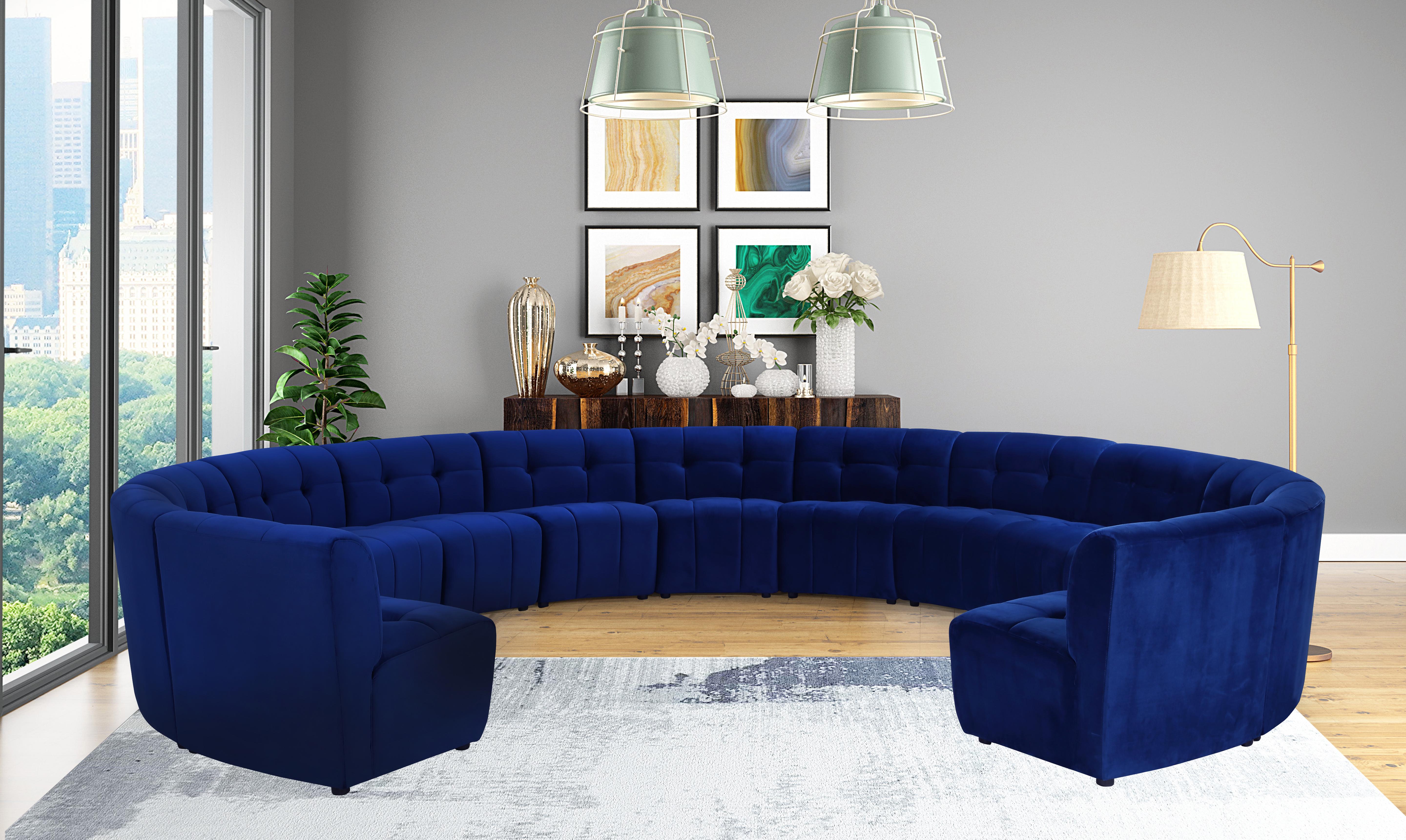 Limitless Navy Velvet 13pc. Modular Sectional - Luxury Home Furniture (MI)