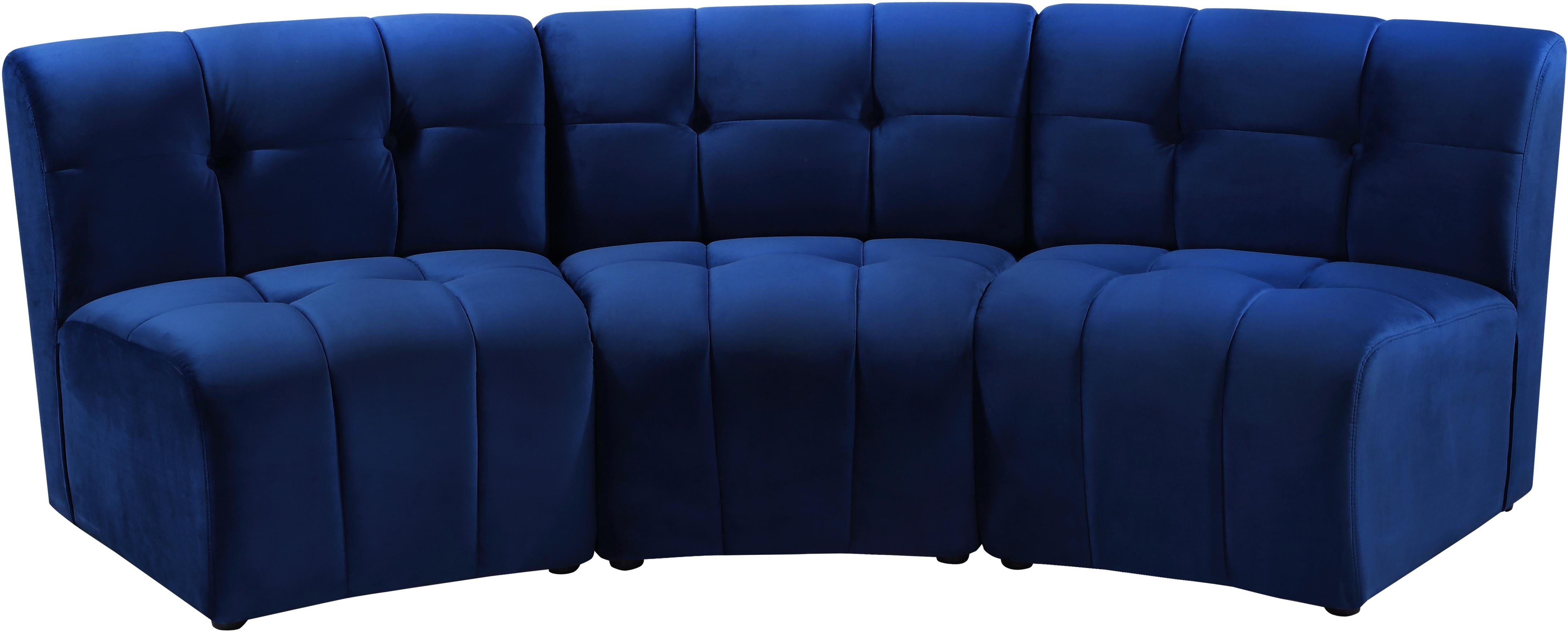 Limitless Navy Velvet 3pc. Modular Sectional - Luxury Home Furniture (MI)