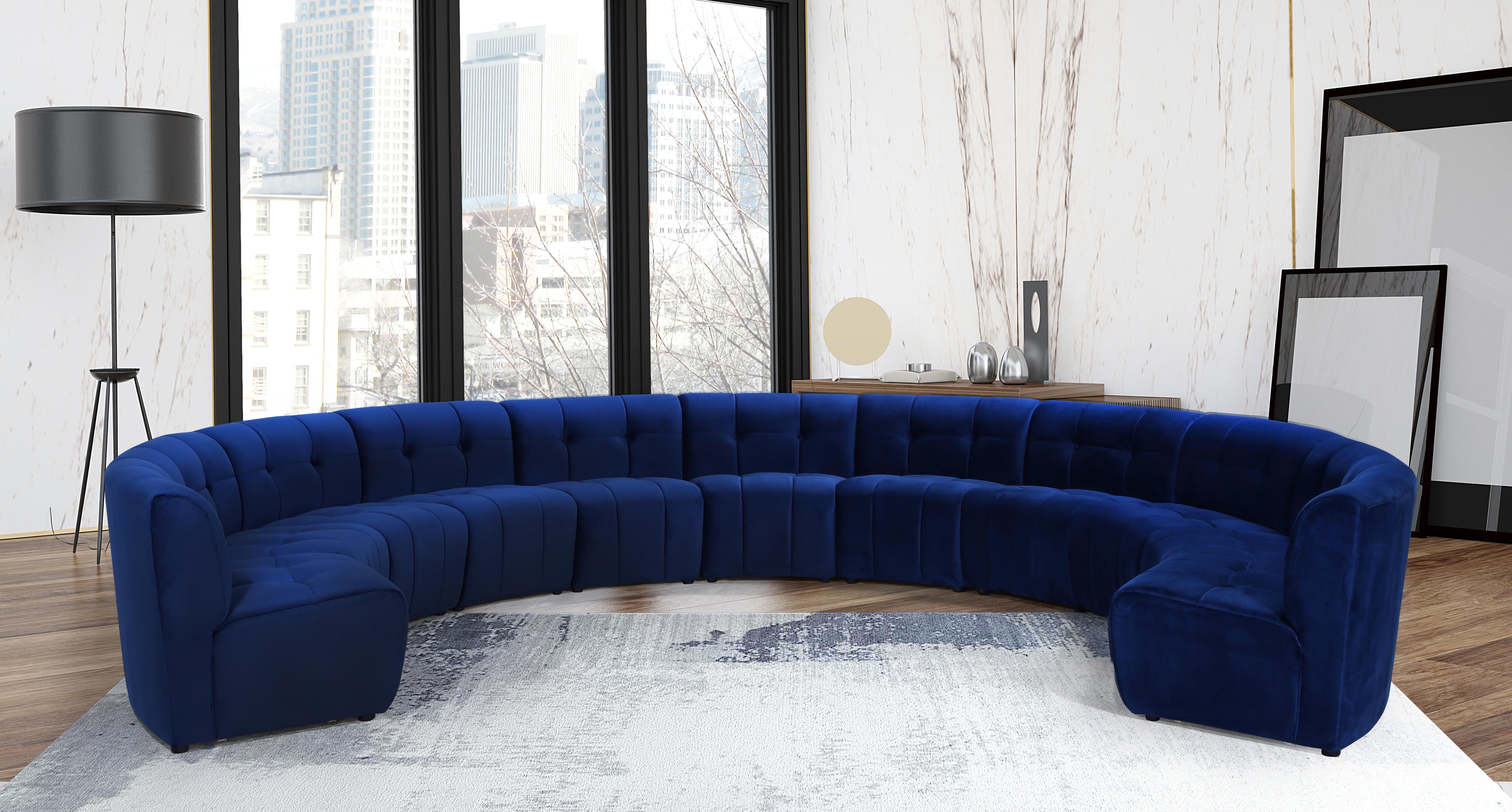 Limitless Navy Velvet 11pc. Modular Sectional - Luxury Home Furniture (MI)