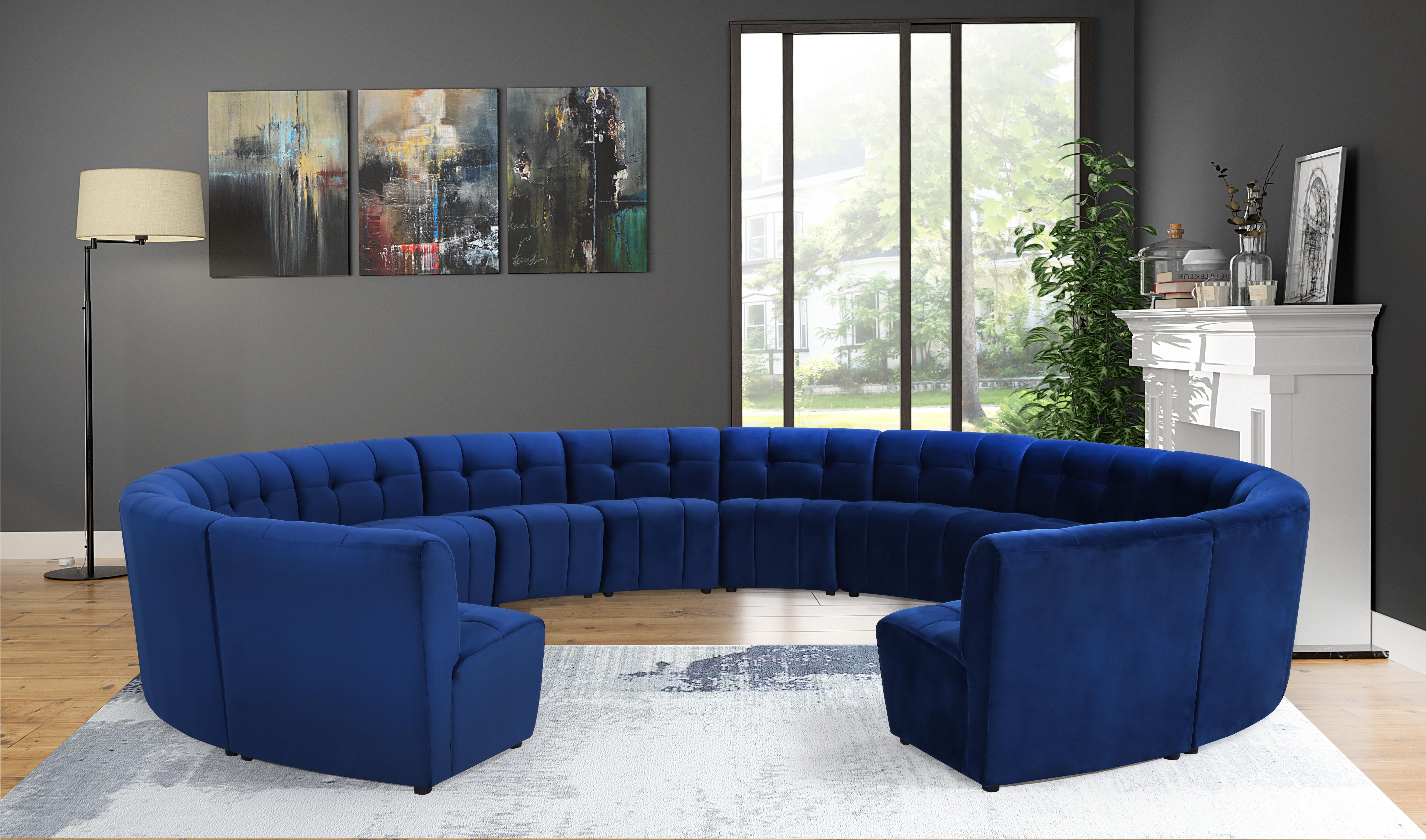 Limitless Navy Velvet 14pc. Modular Sectional - Luxury Home Furniture (MI)