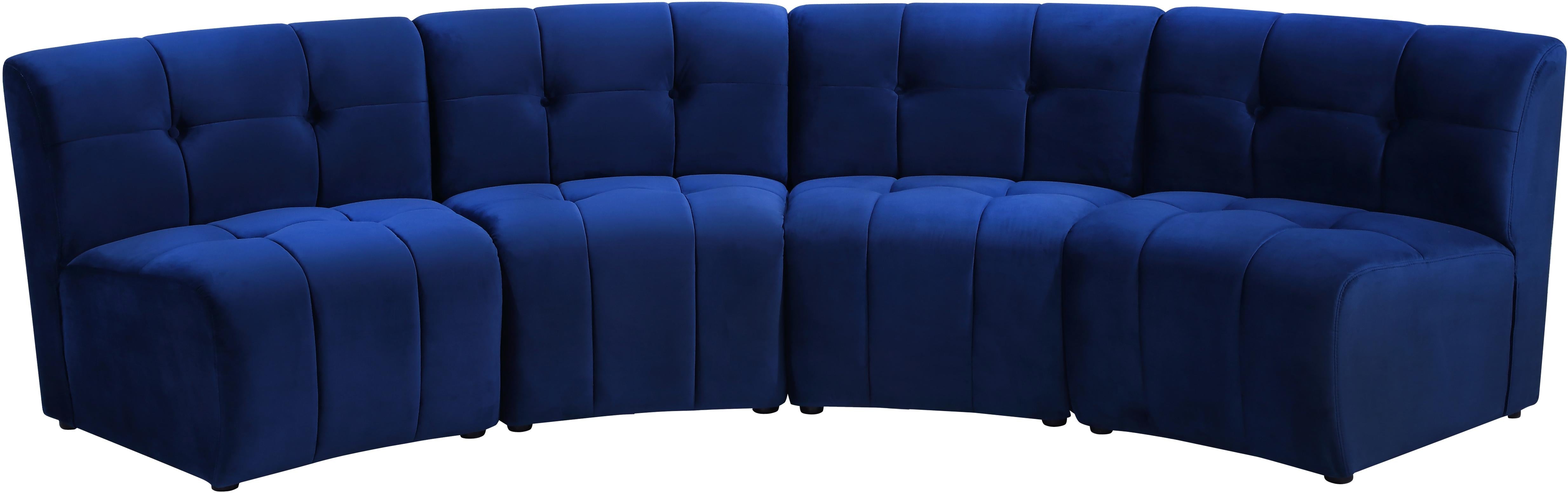 Limitless Navy Velvet 4pc. Modular Sectional - Luxury Home Furniture (MI)