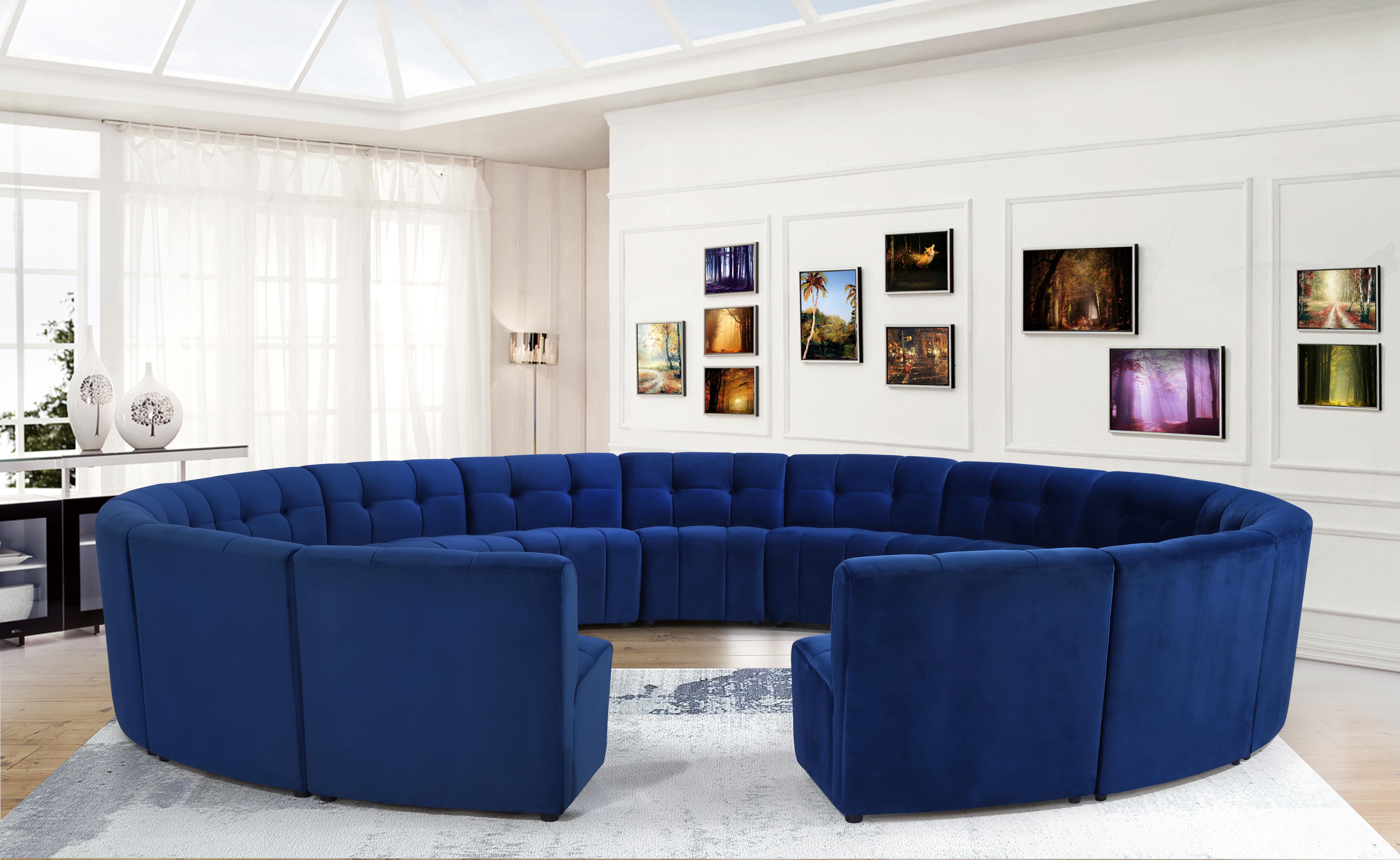 Limitless Navy Velvet 15pc. Modular Sectional - Luxury Home Furniture (MI)