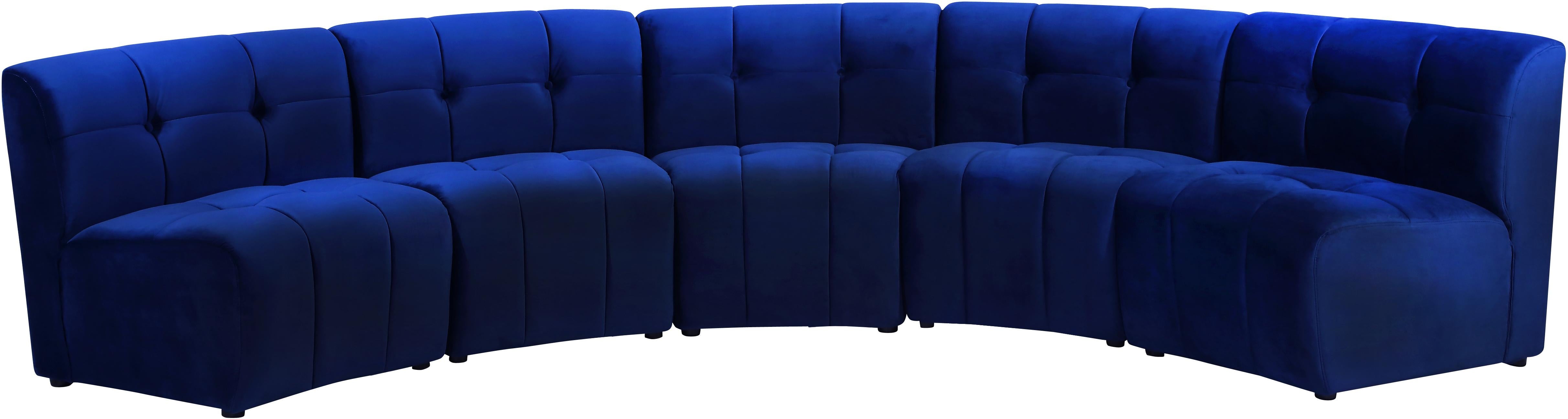 Limitless Navy Velvet 5pc. Modular Sectional - Luxury Home Furniture (MI)