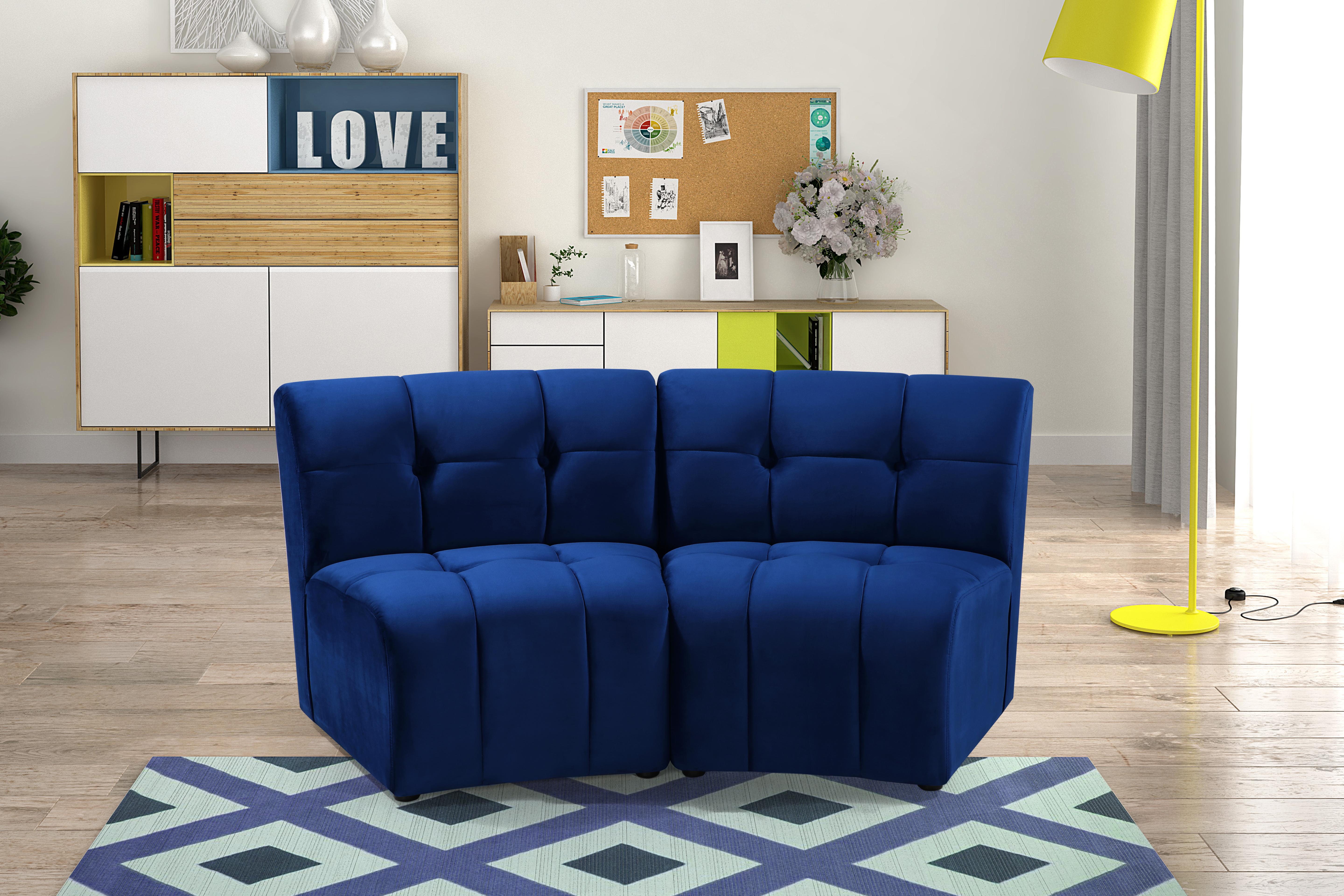 Limitless Navy Velvet 2pc. Modular Sectional - Luxury Home Furniture (MI)
