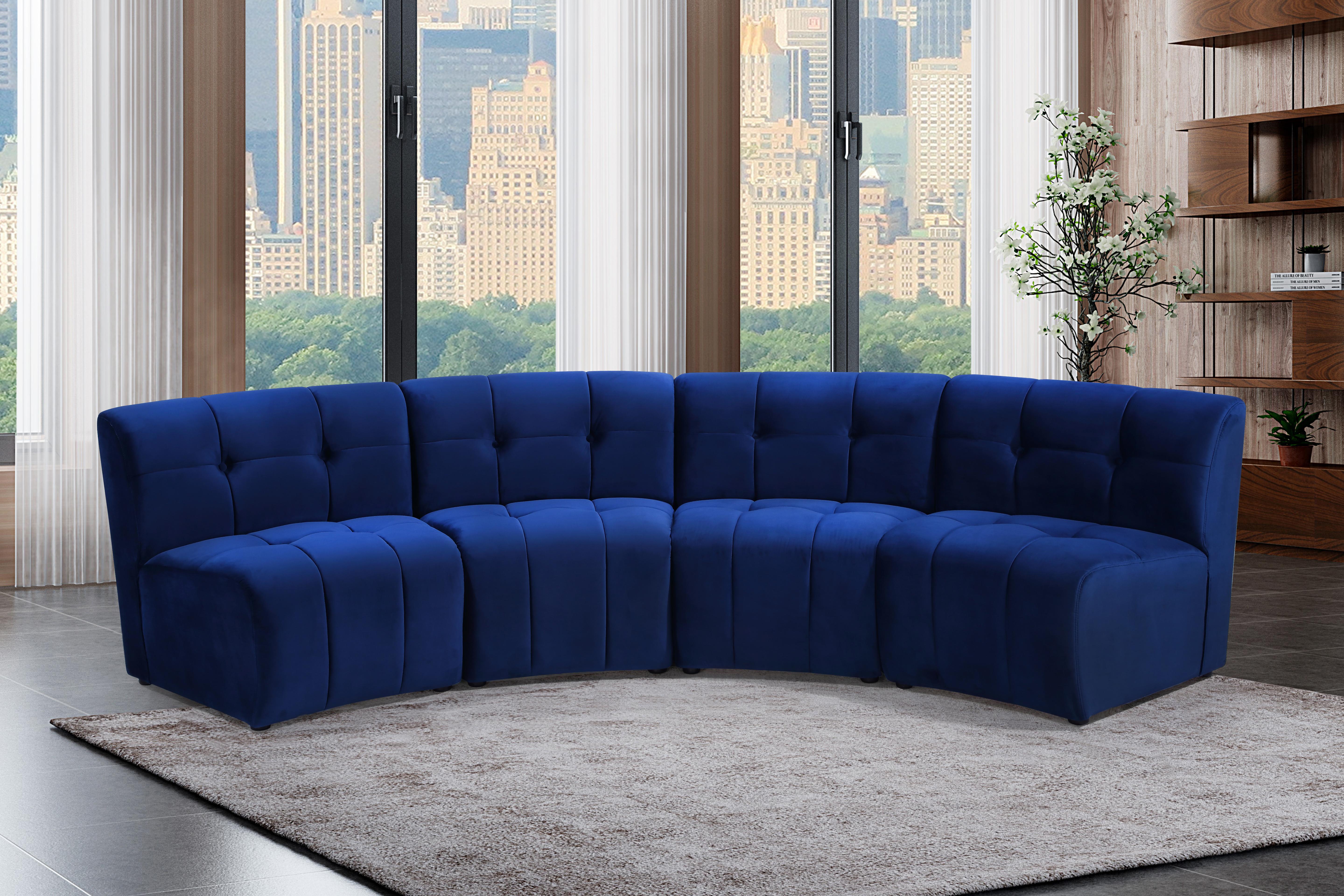 Limitless Navy Velvet 4pc. Modular Sectional - Luxury Home Furniture (MI)