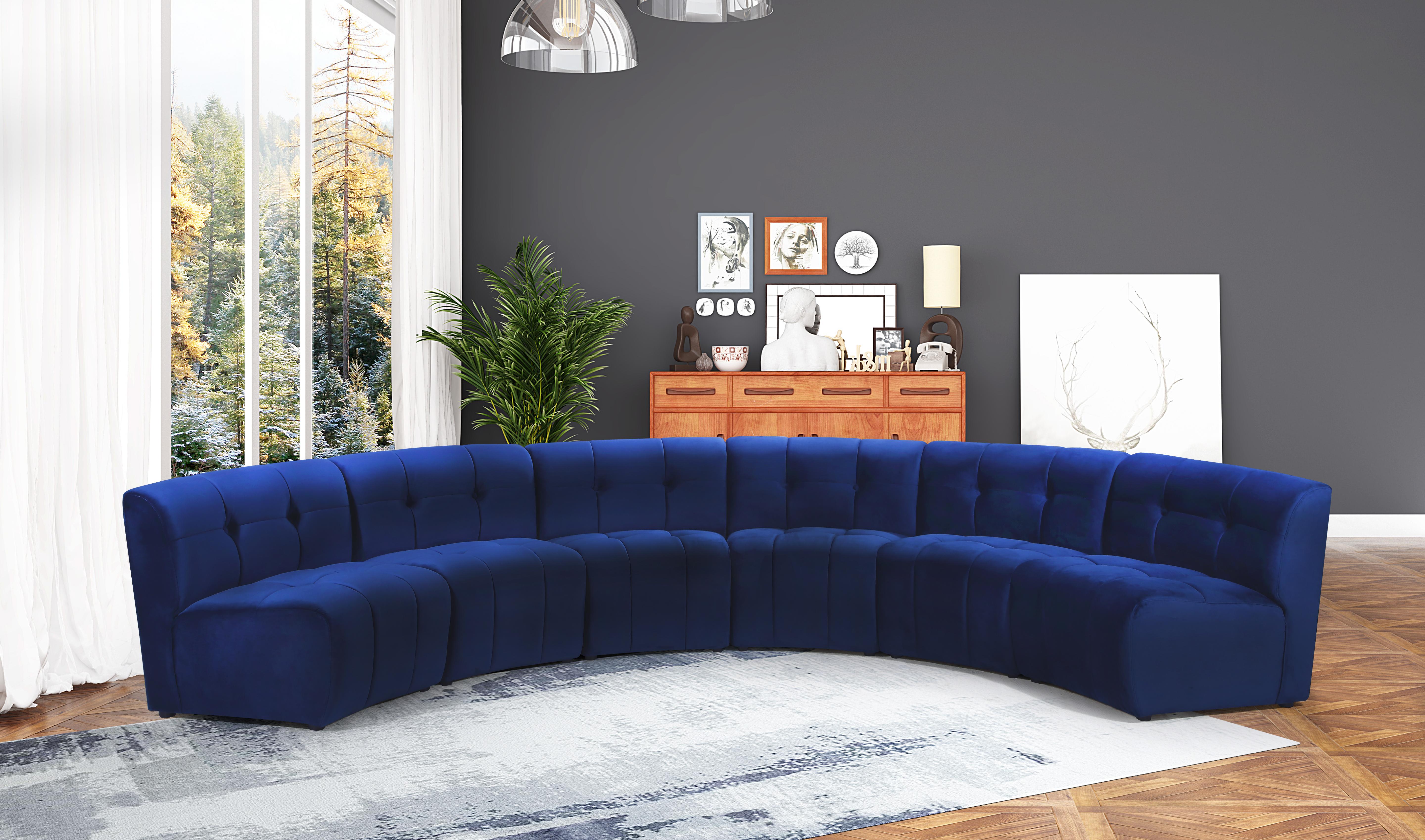 Limitless Navy Velvet 6pc. Modular Sectional - Luxury Home Furniture (MI)