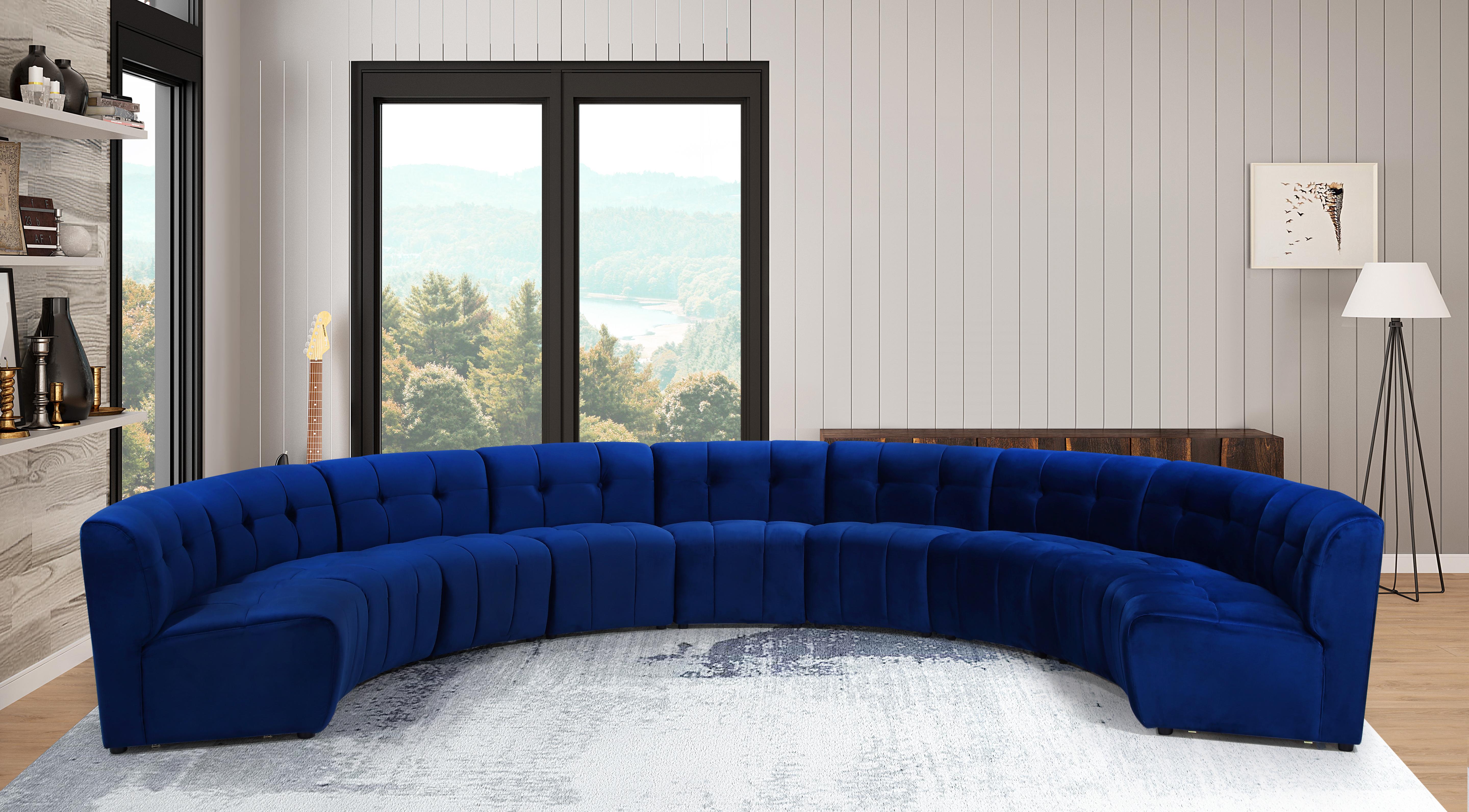 Limitless Navy Velvet 9pc. Modular Sectional - Luxury Home Furniture (MI)