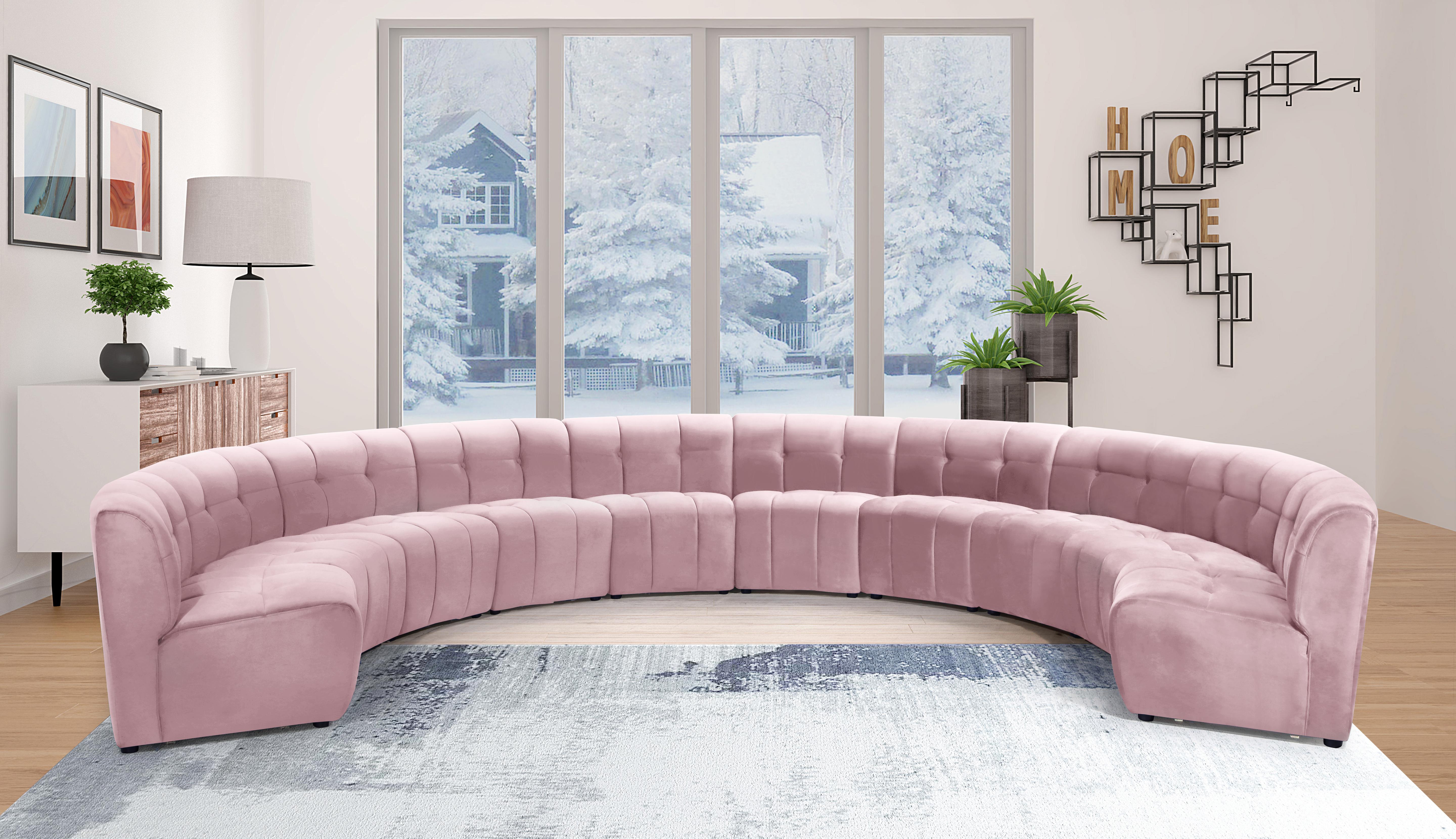 Limitless Pink Velvet 10pc. Modular Sectional - Luxury Home Furniture (MI)
