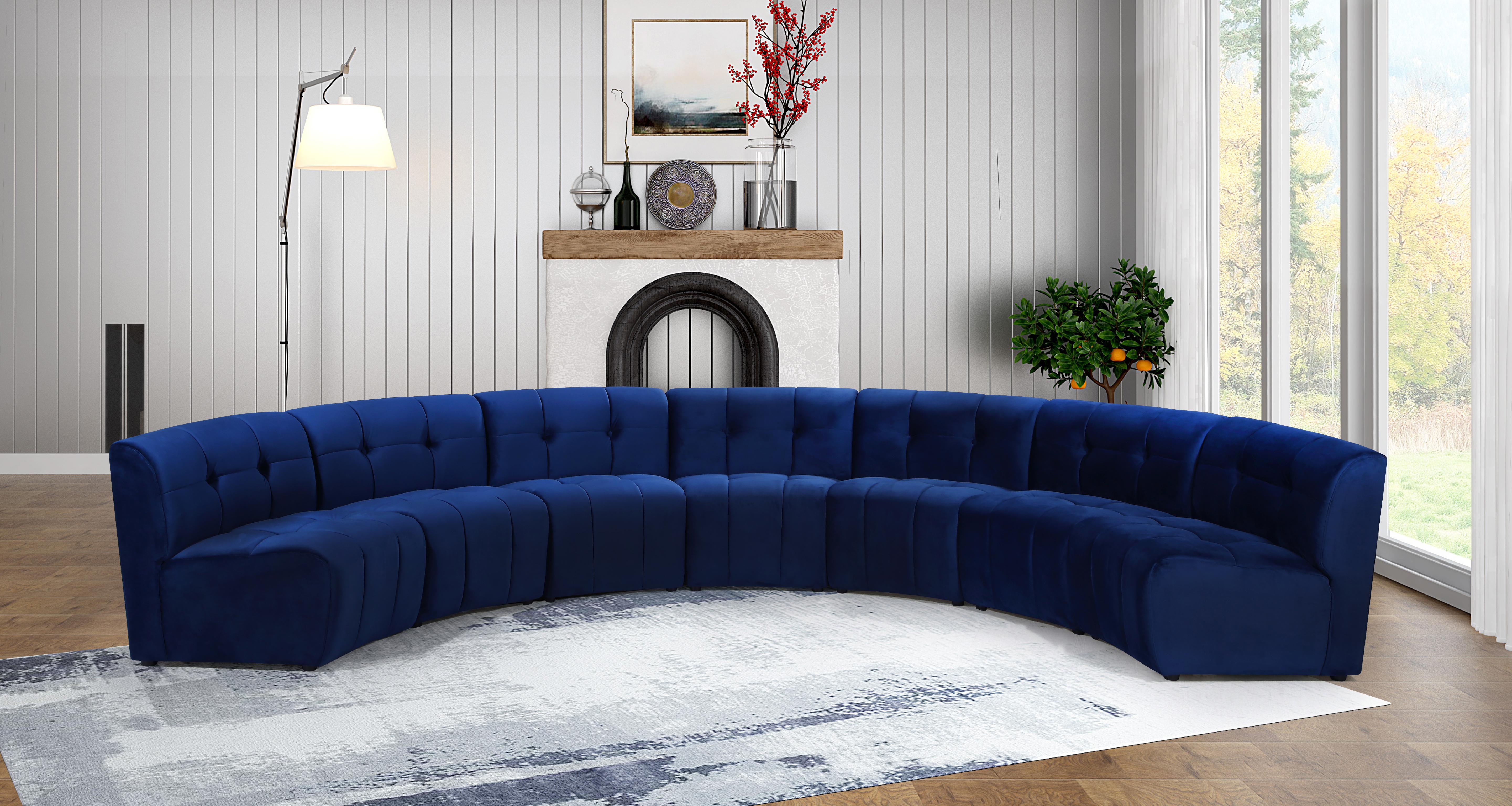 Limitless Navy Velvet 7pc. Modular Sectional - Luxury Home Furniture (MI)