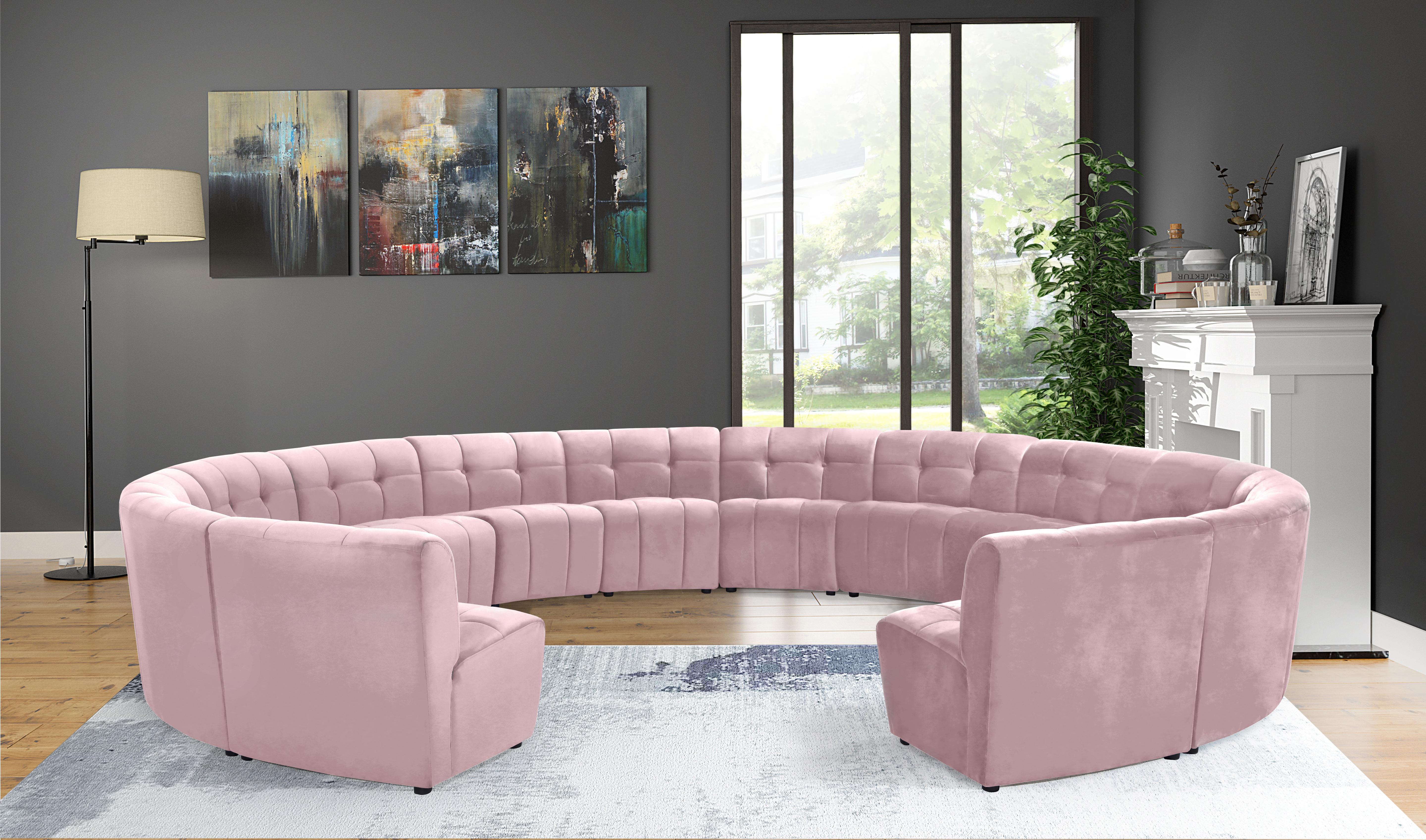 Limitless Pink Velvet 14pc. Modular Sectional - Luxury Home Furniture (MI)