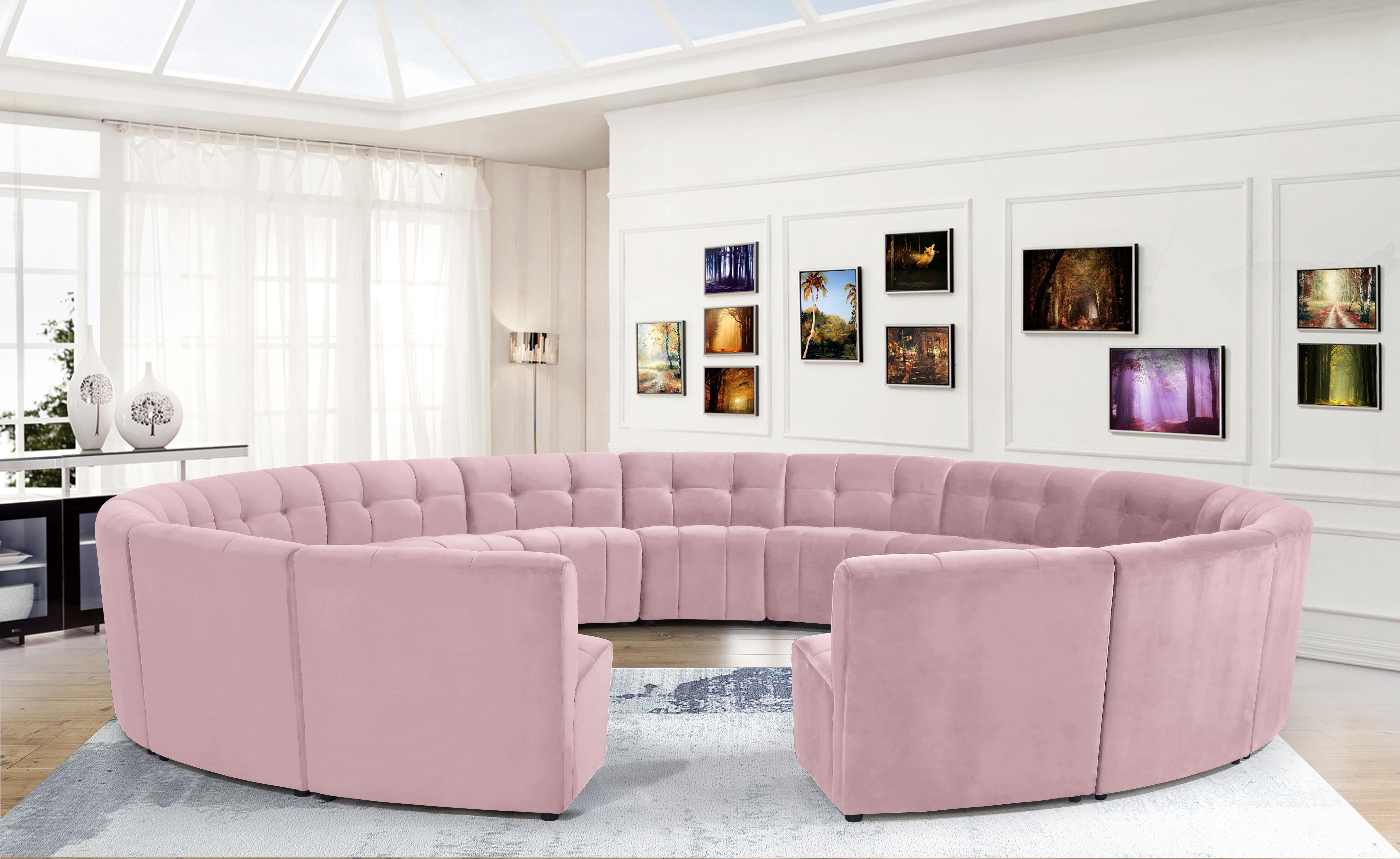 Limitless Pink Velvet 15pc. Modular Sectional - Luxury Home Furniture (MI)