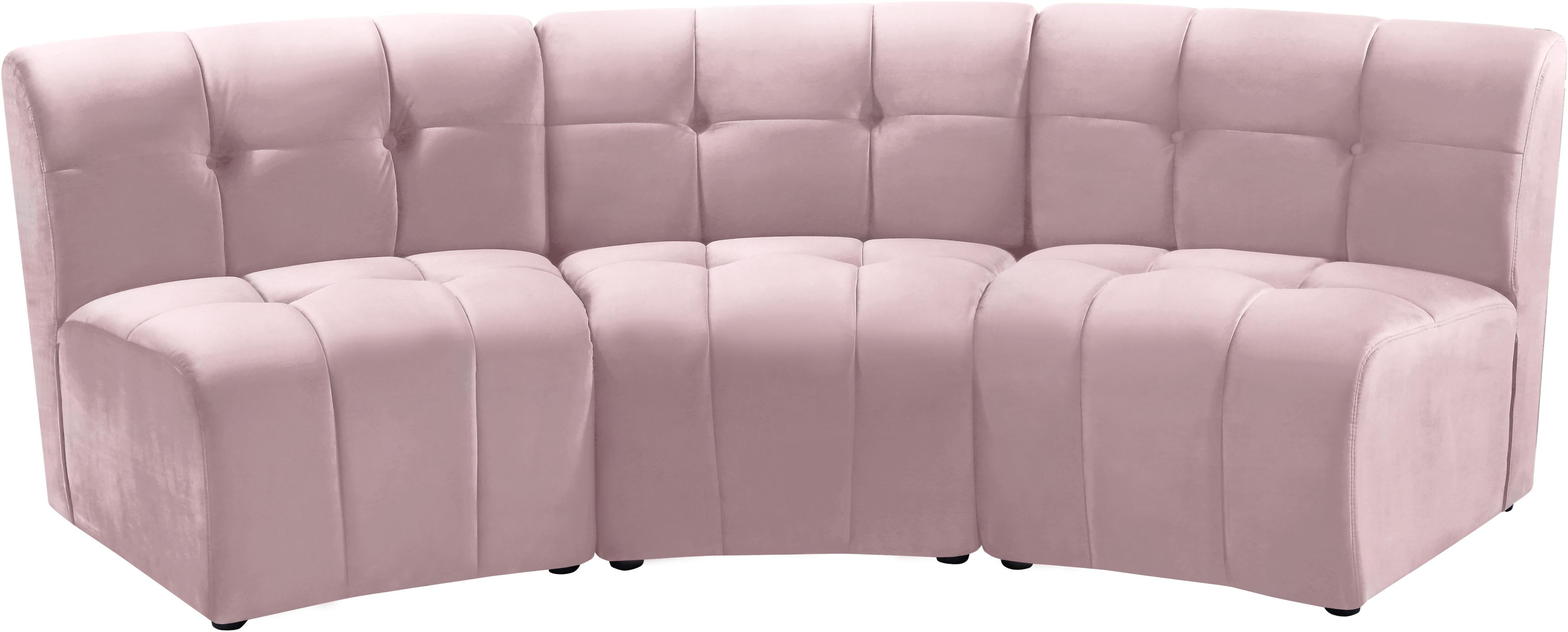Limitless Pink Velvet 3pc. Modular Sectional