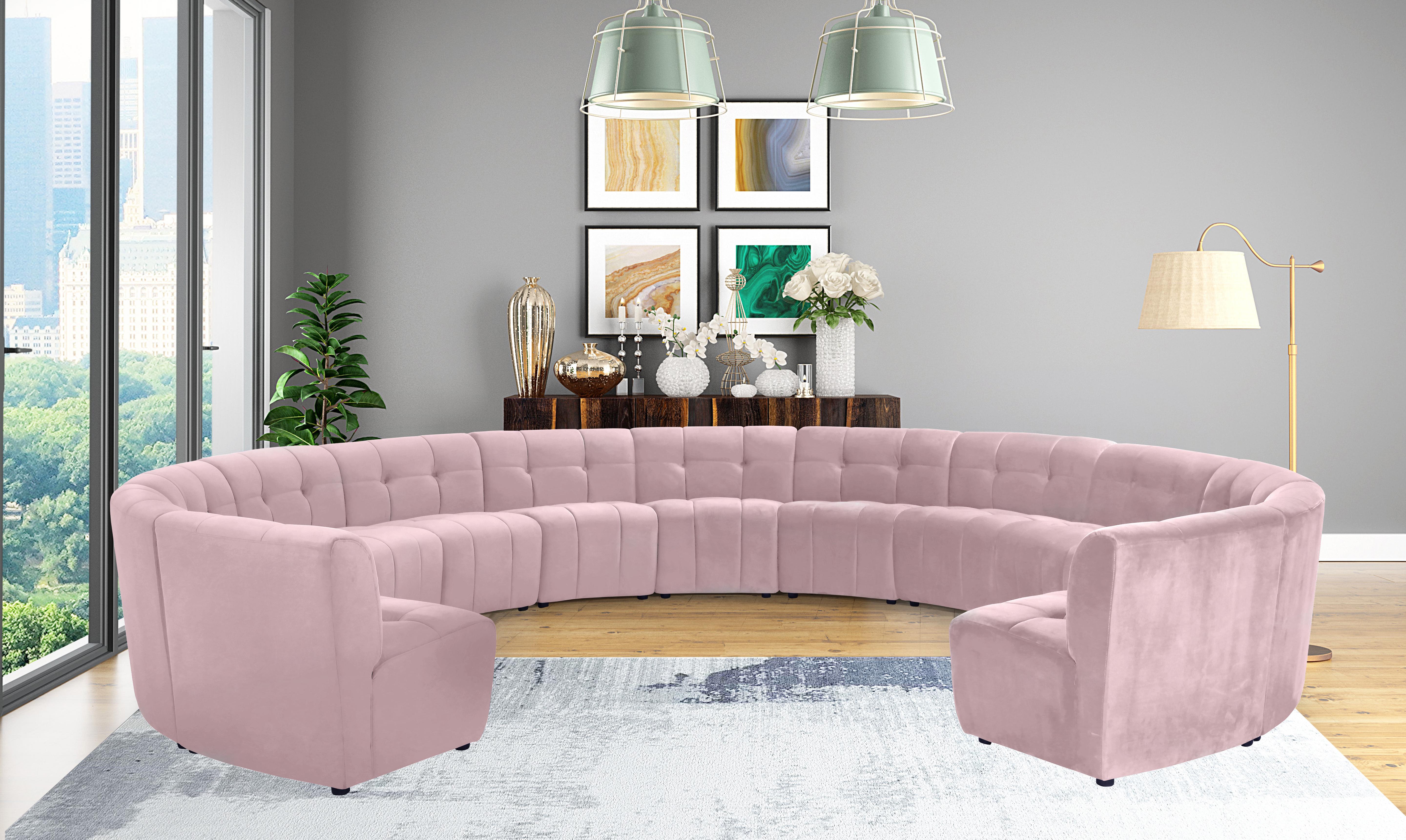 Limitless Pink Velvet 13pc. Modular Sectional - Luxury Home Furniture (MI)