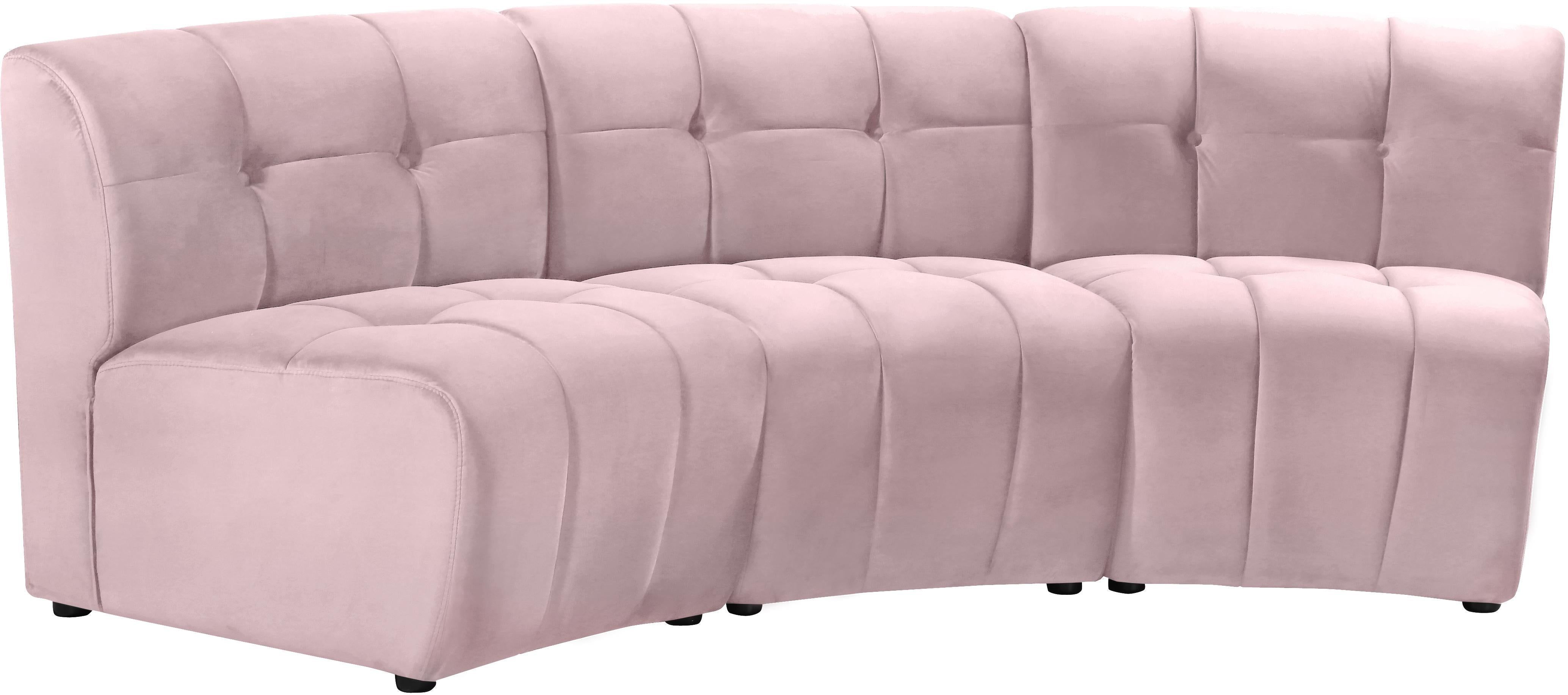 Limitless Pink Velvet 3pc. Modular Sectional - Luxury Home Furniture (MI)