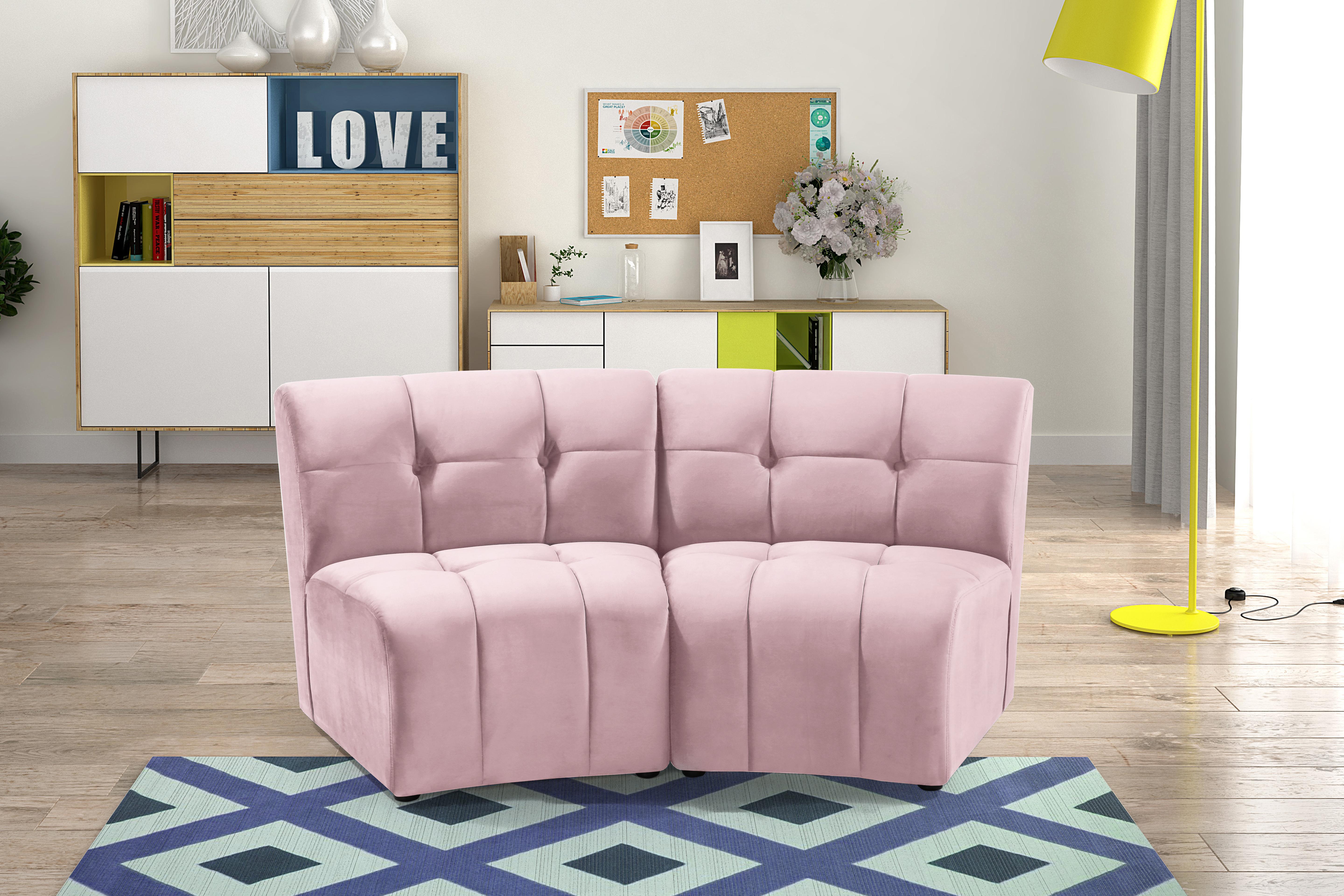 Limitless Pink Velvet 2pc. Modular Sectional - Luxury Home Furniture (MI)