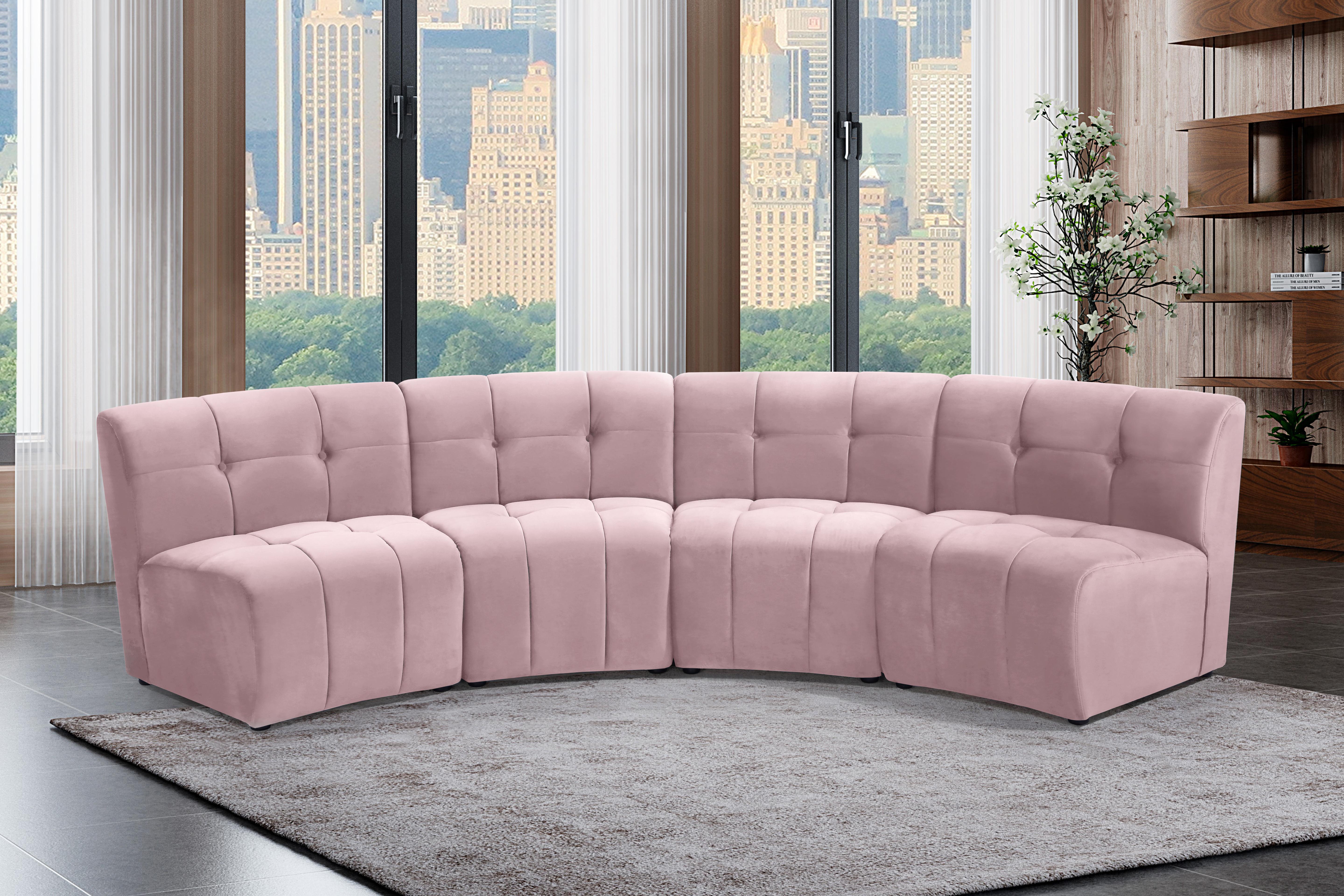 Limitless Pink Velvet 4pc. Modular Sectional - Luxury Home Furniture (MI)