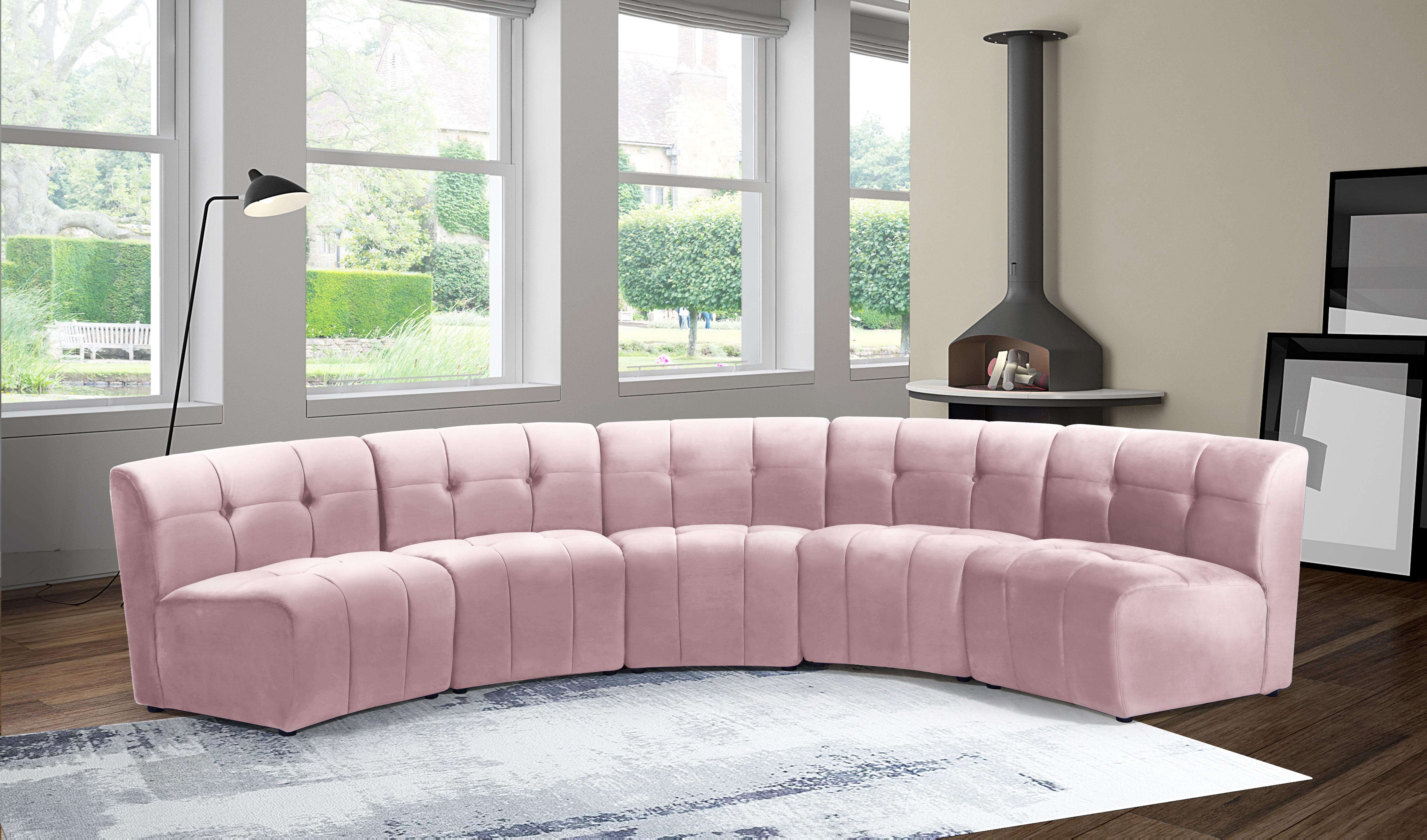 Limitless Pink Velvet 5pc. Modular Sectional - Luxury Home Furniture (MI)