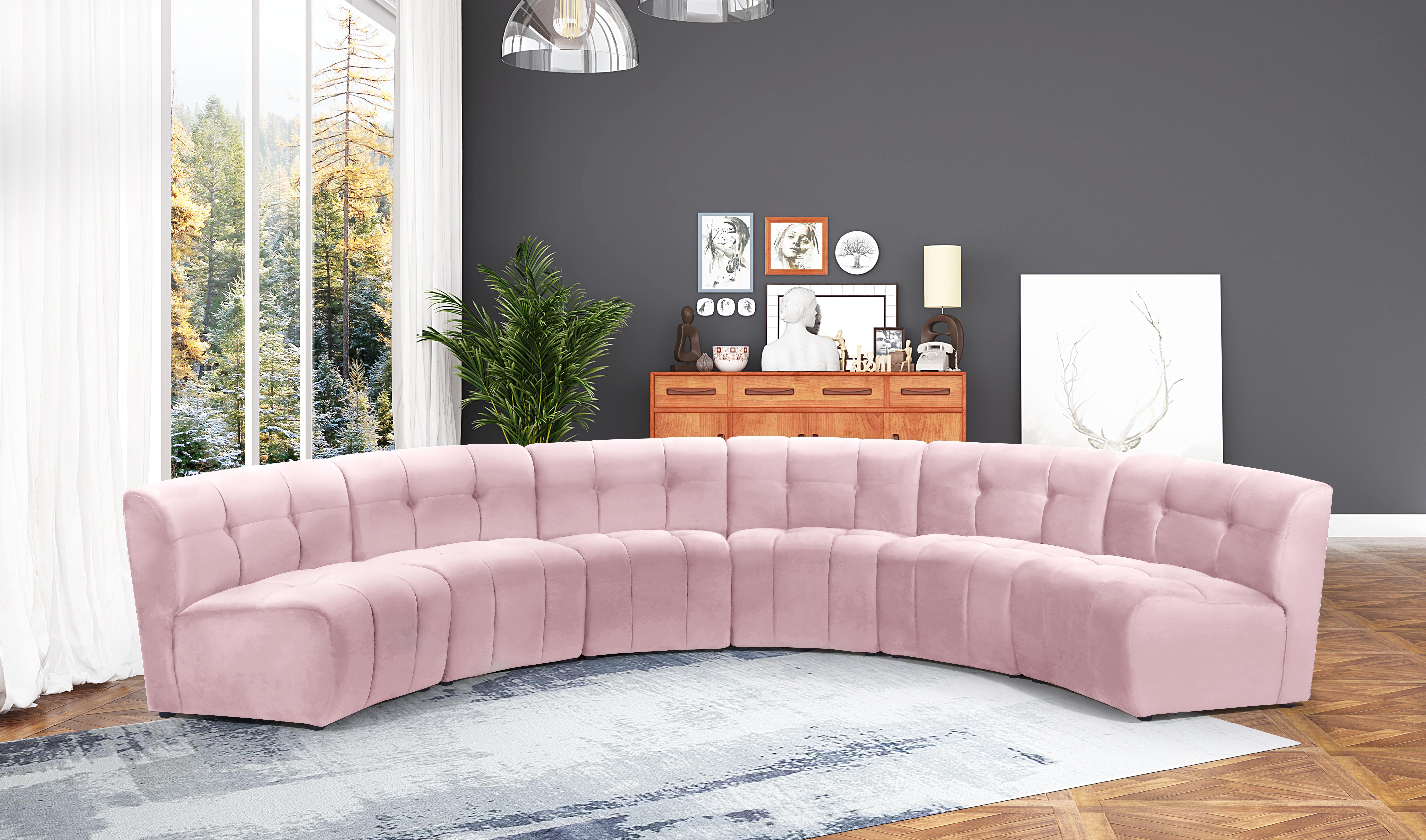 Limitless Pink Velvet 6pc. Modular Sectional - Luxury Home Furniture (MI)