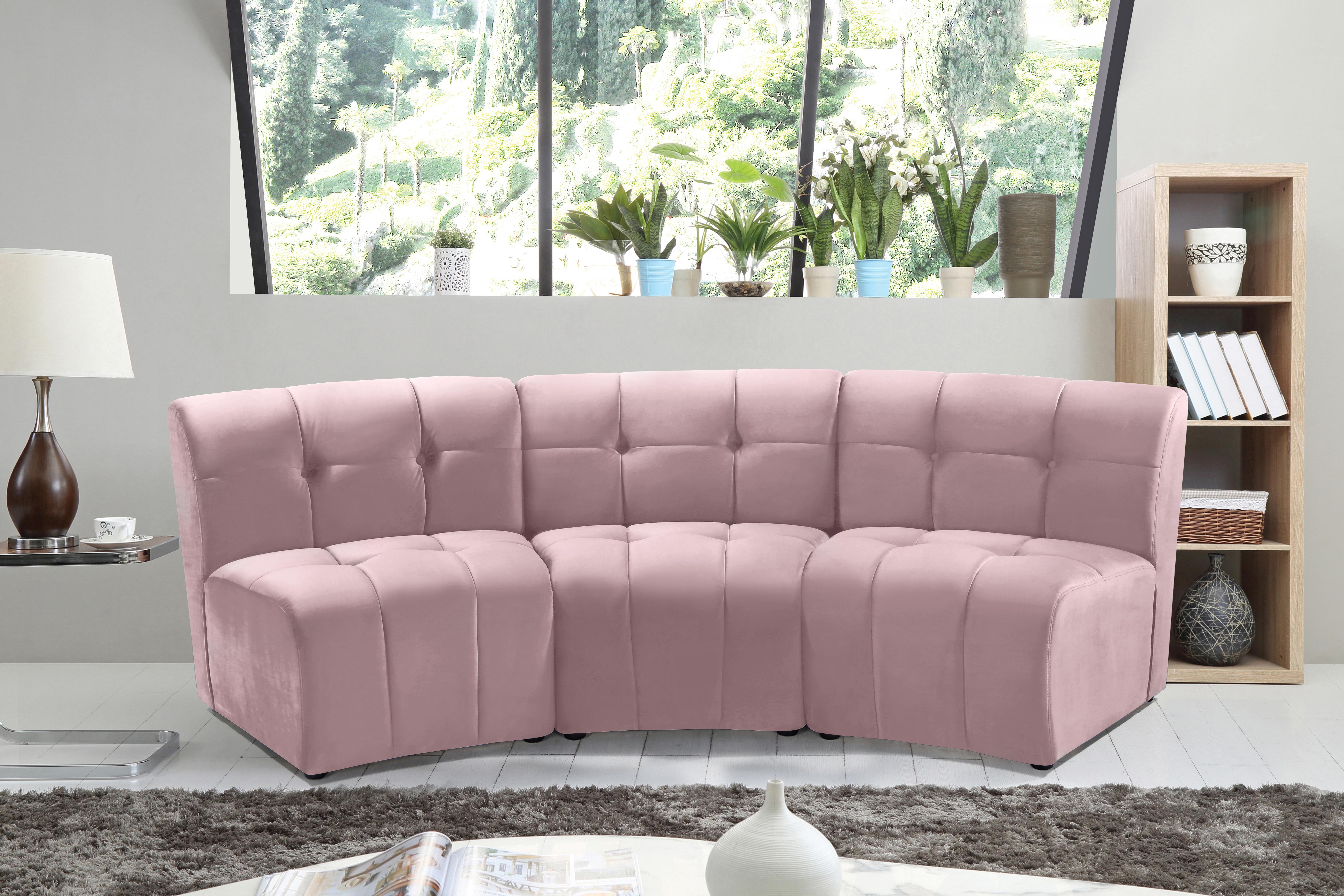 Limitless Pink Velvet 3pc. Modular Sectional - Luxury Home Furniture (MI)
