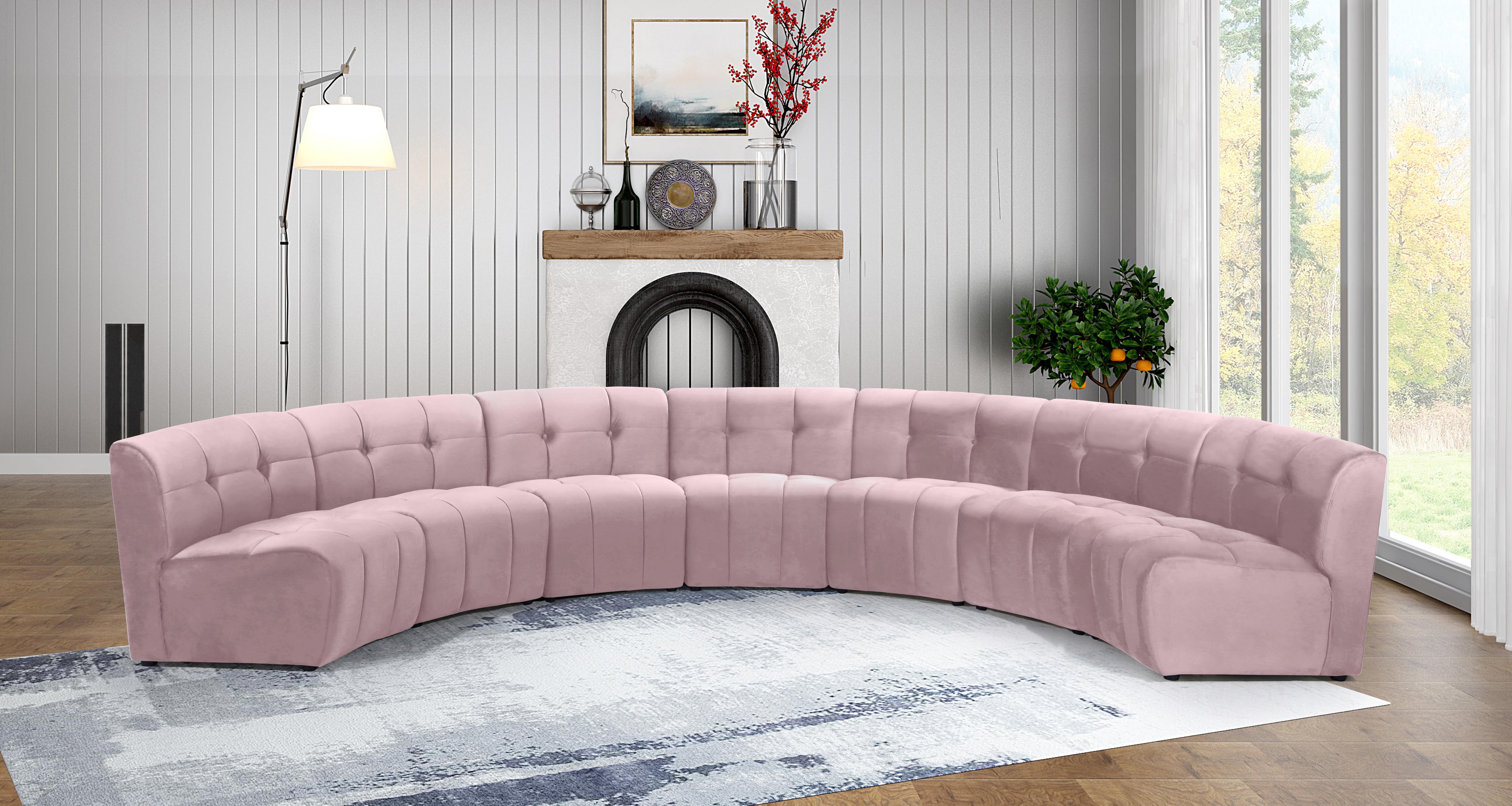 Limitless Pink Velvet 7pc. Modular Sectional - Luxury Home Furniture (MI)