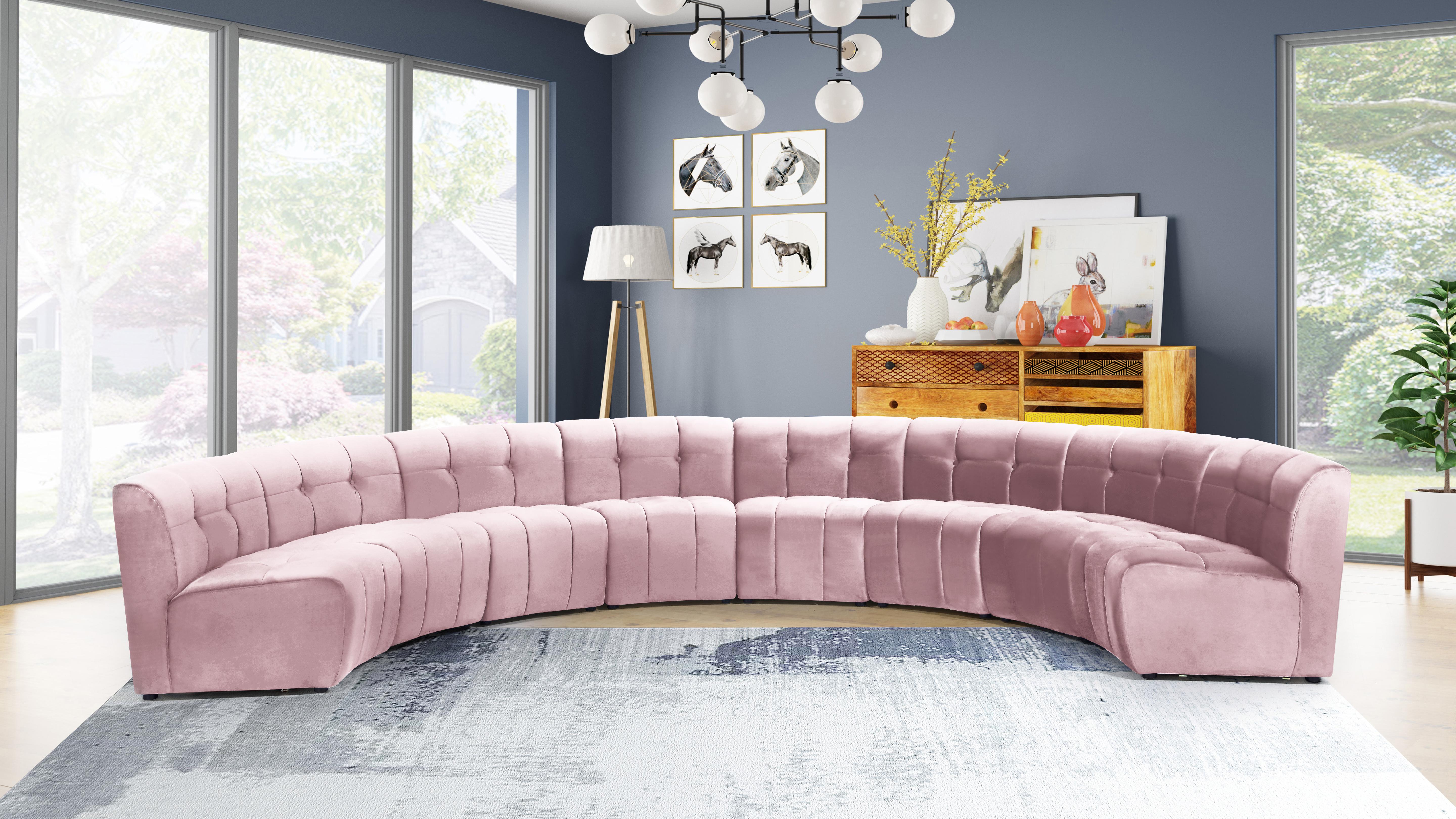 Limitless Pink Velvet 8pc. Modular Sectional - Luxury Home Furniture (MI)