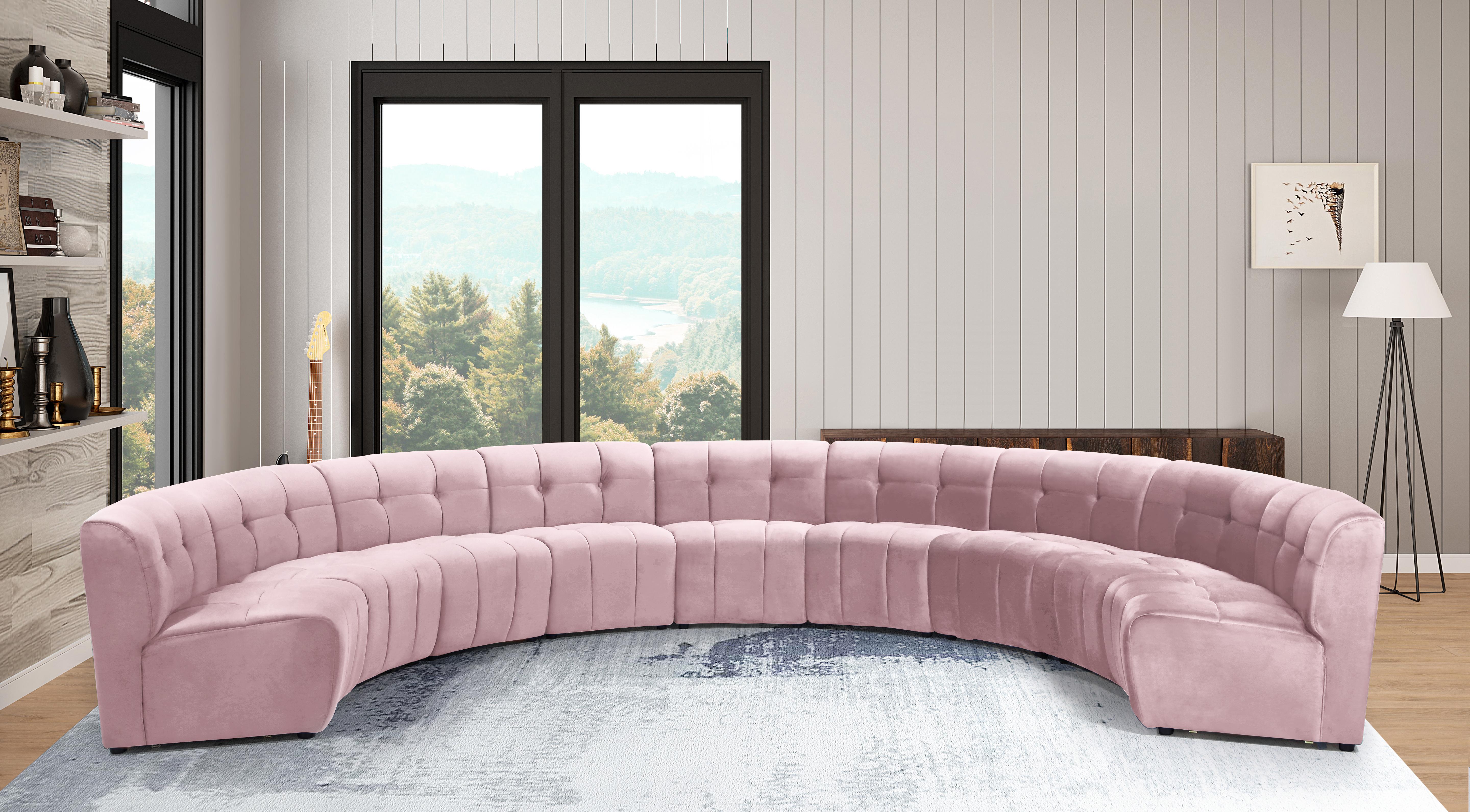 Limitless Pink Velvet 9pc. Modular Sectional - Luxury Home Furniture (MI)