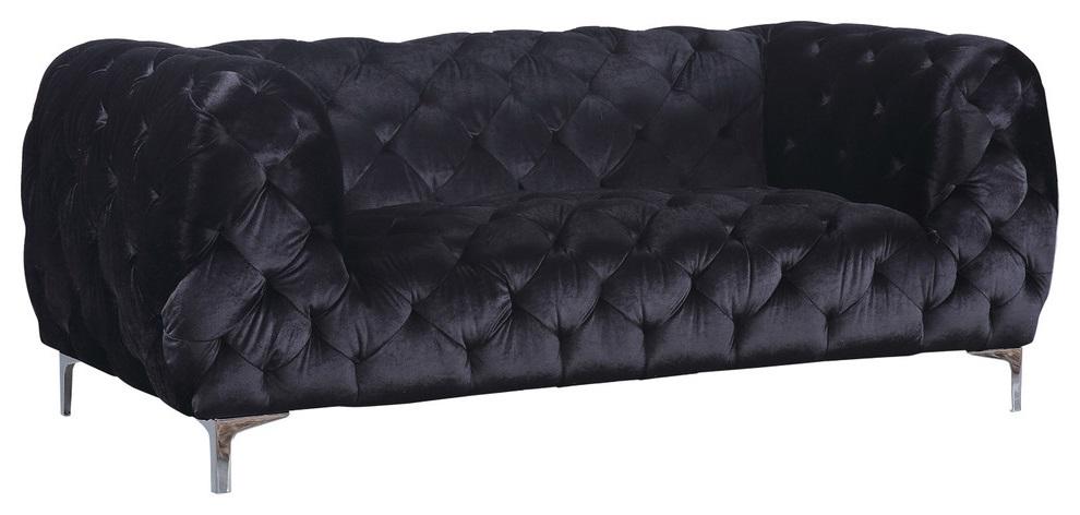Mercer Black Velvet Loveseat - Luxury Home Furniture (MI)