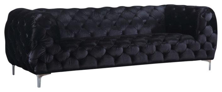 Mercer Black Velvet Sofa - Luxury Home Furniture (MI)