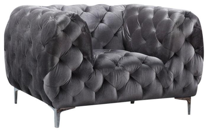 Mercer Grey Velvet Chair - Luxury Home Furniture (MI)