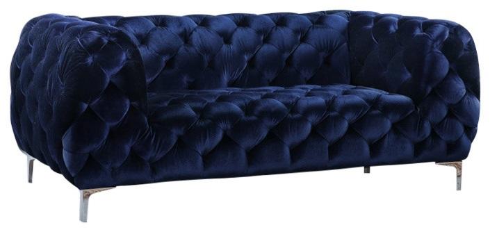 Mercer Navy Velvet Loveseat - Luxury Home Furniture (MI)