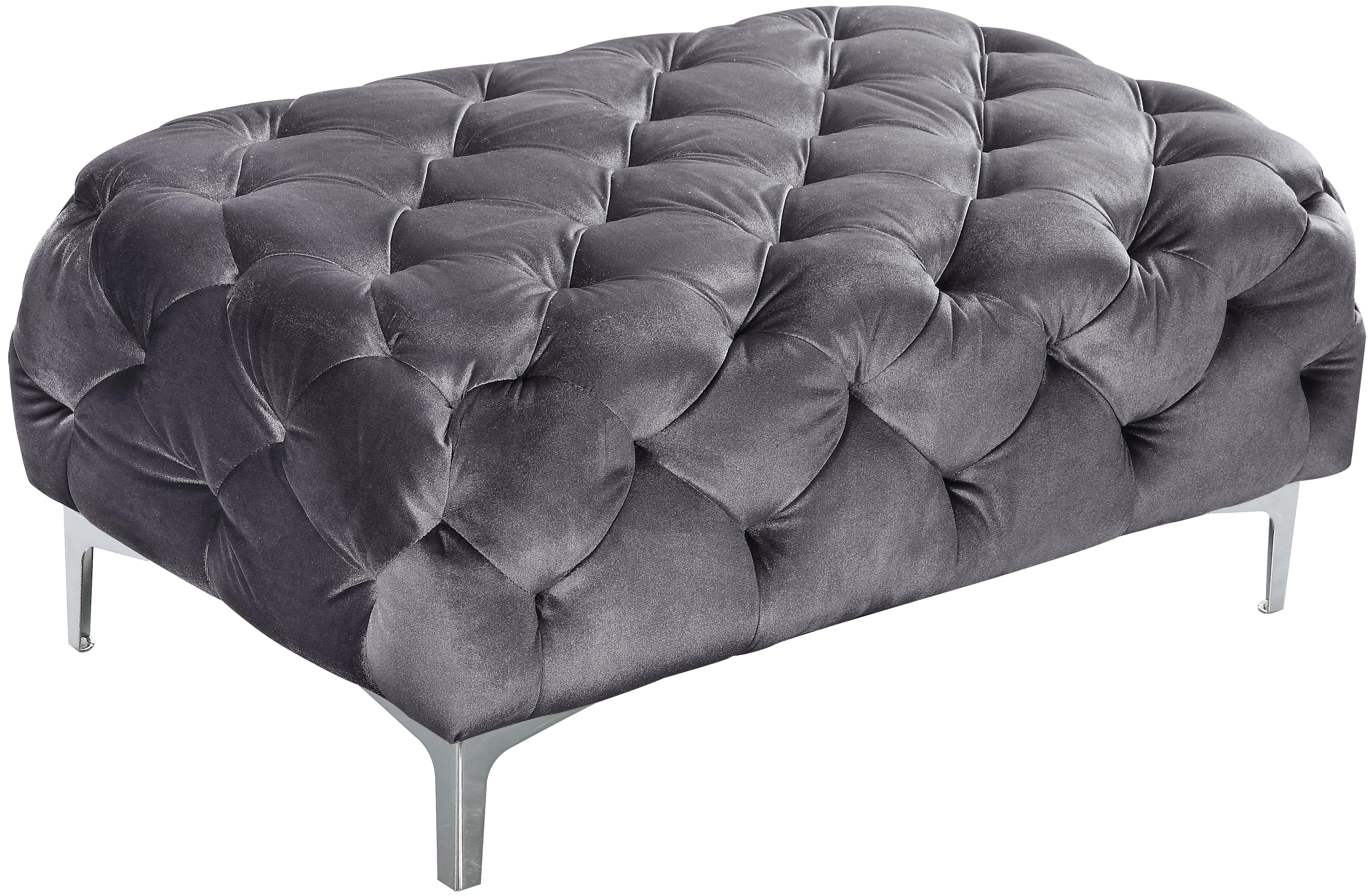 Mercer Grey Velvet Ottoman - Luxury Home Furniture (MI)