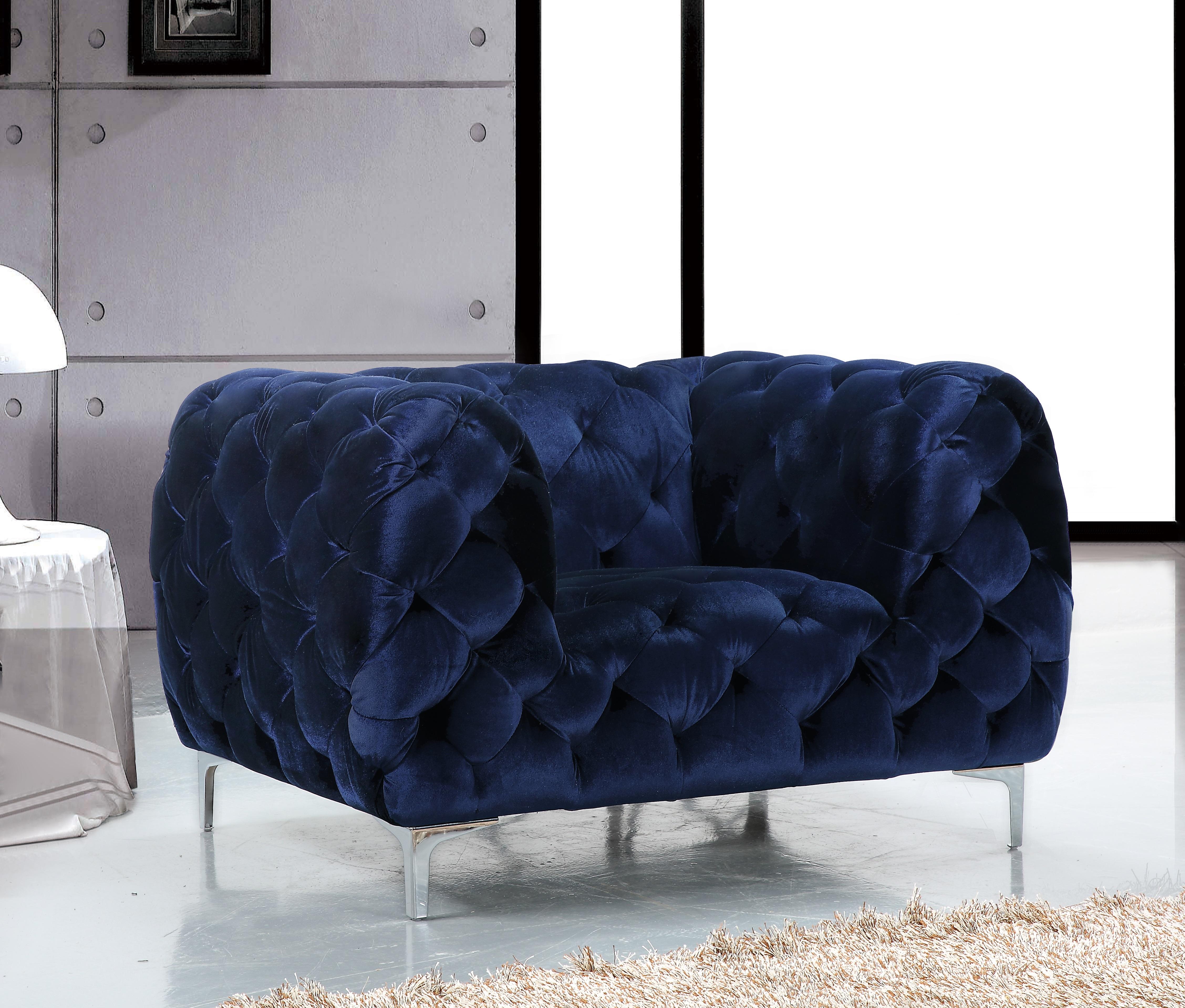 Mercer Navy Velvet Chair - Luxury Home Furniture (MI)