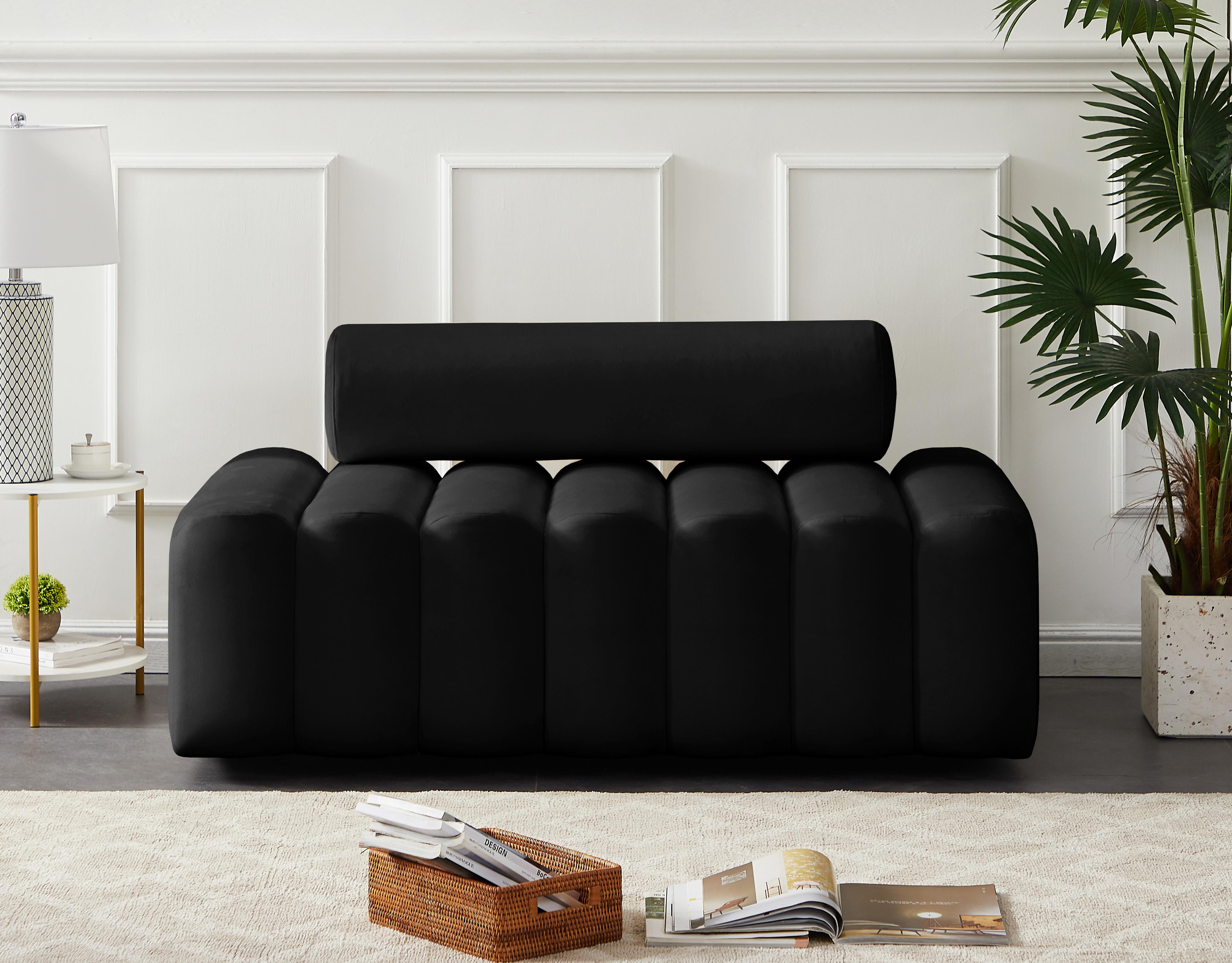 Melody Black Velvet Loveseat - Luxury Home Furniture (MI)