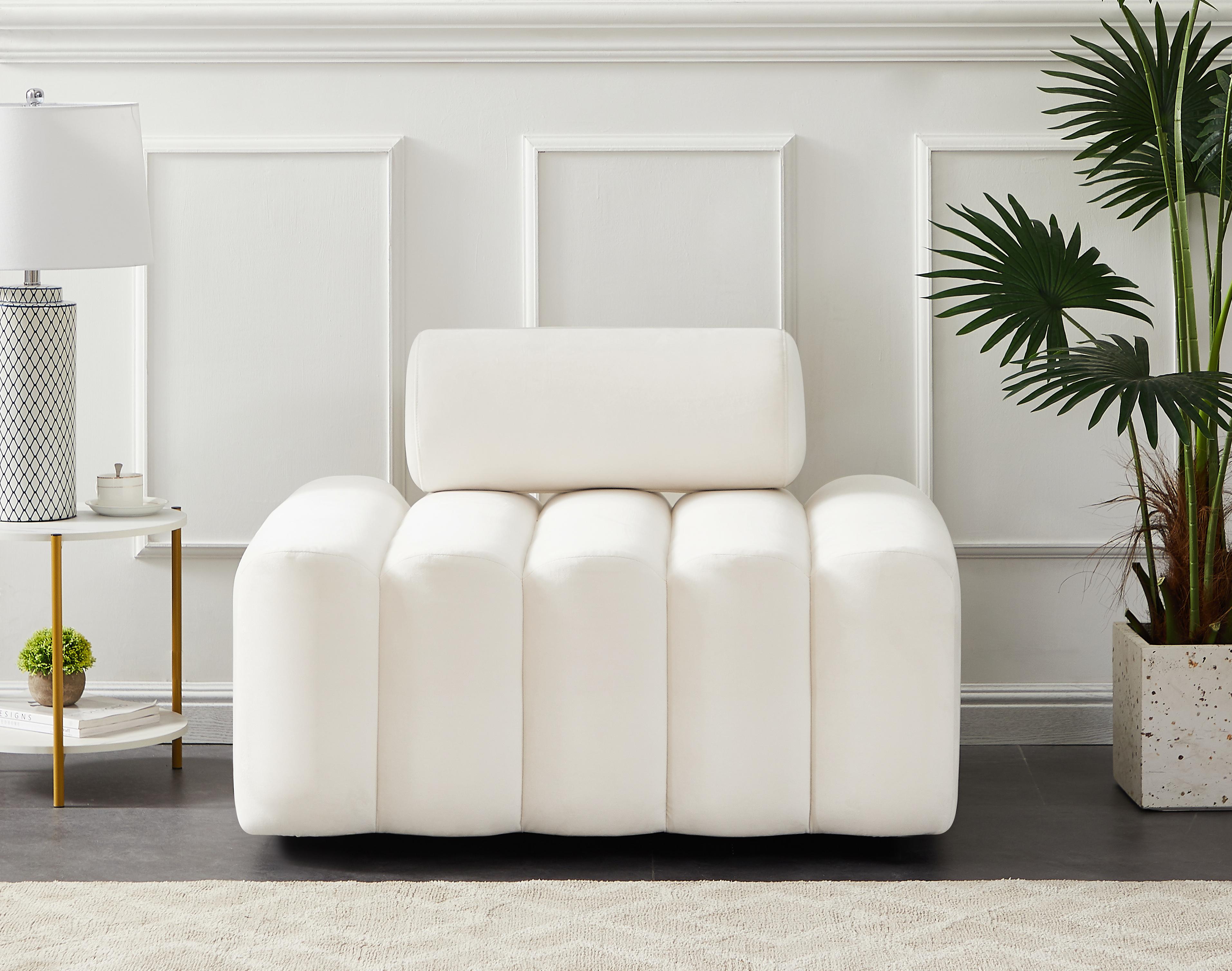 Melody Cream Velvet Chair - Luxury Home Furniture (MI)