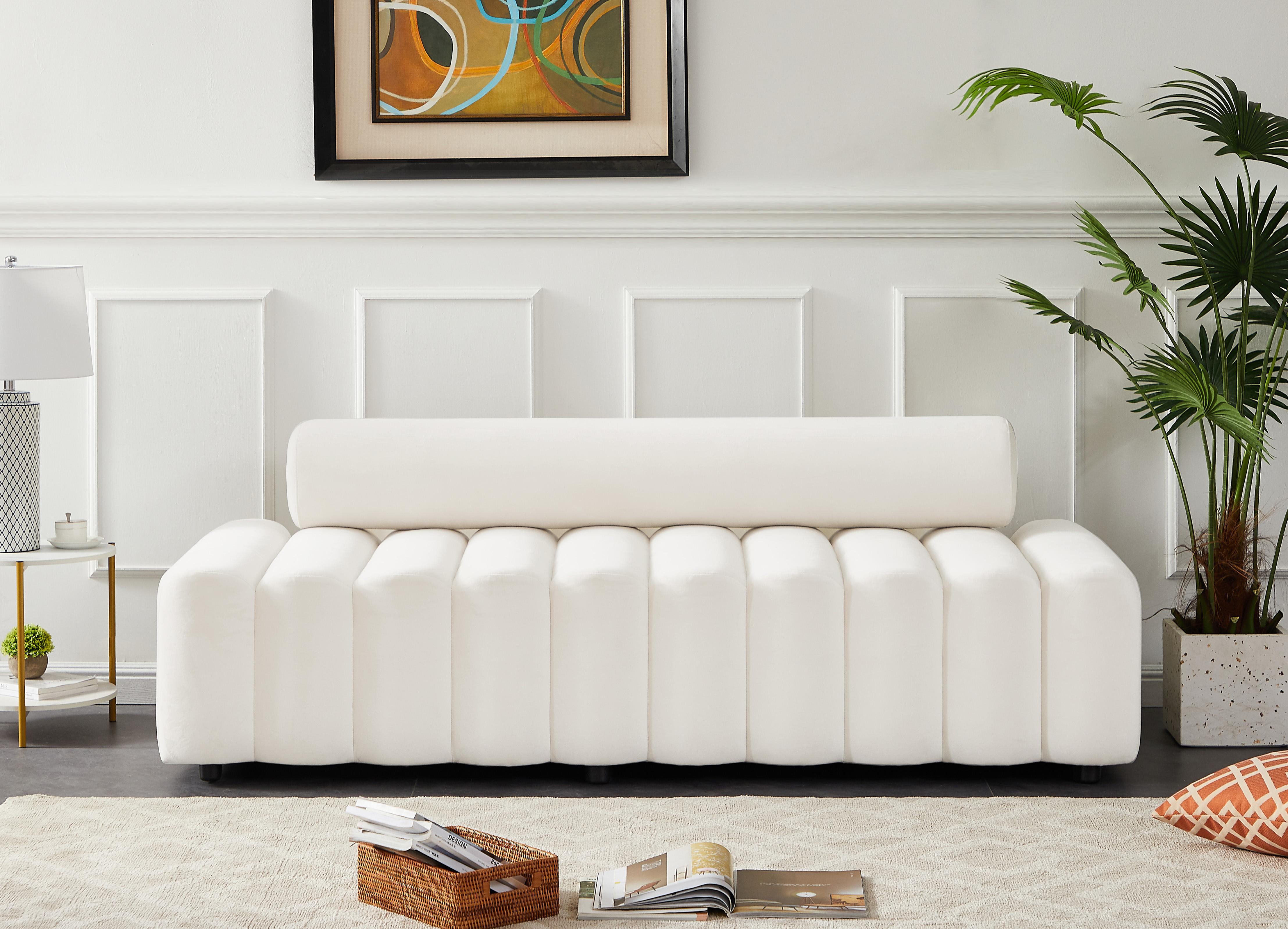 Melody Cream Velvet Sofa - Luxury Home Furniture (MI)