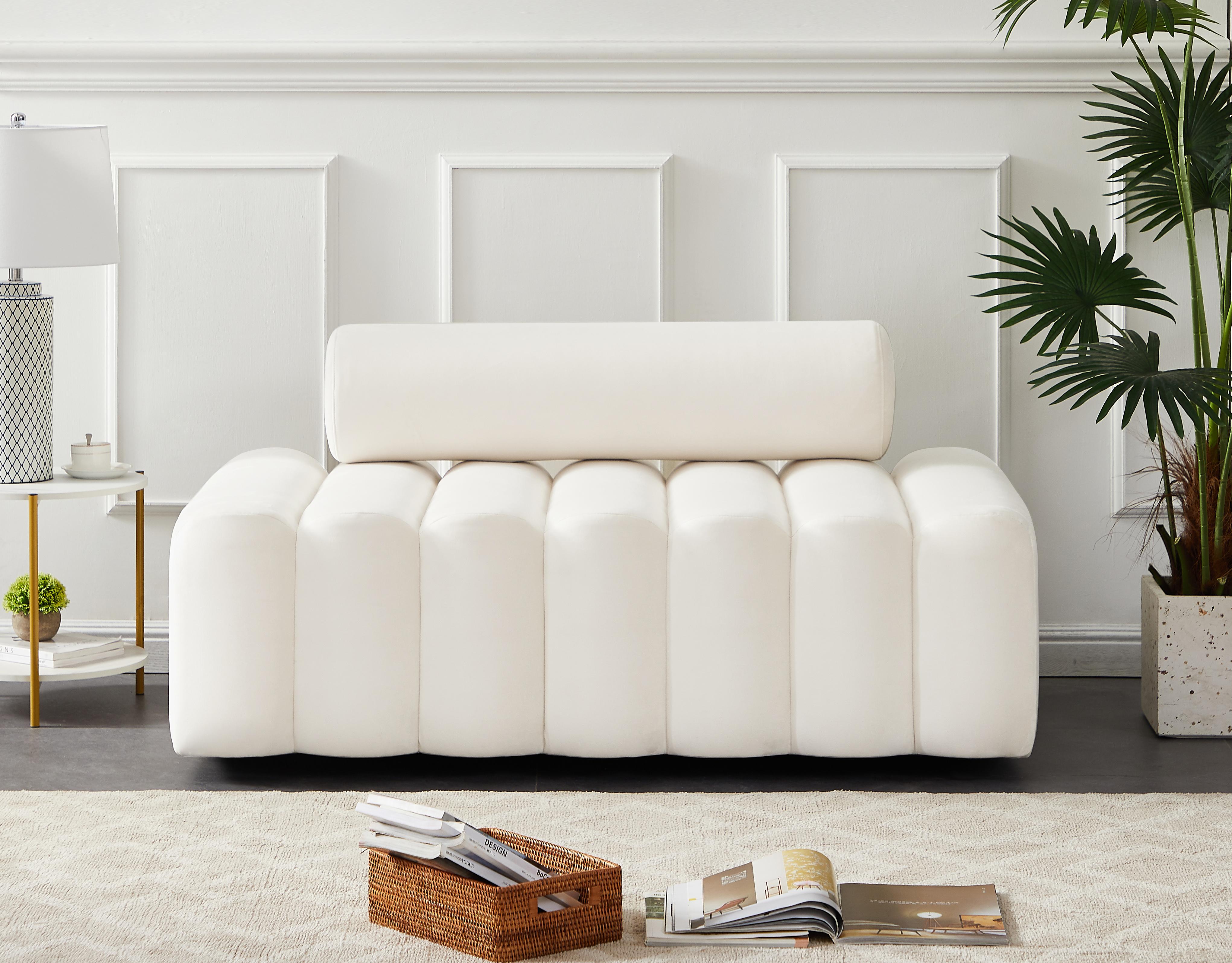 Melody Cream Velvet Loveseat - Luxury Home Furniture (MI)