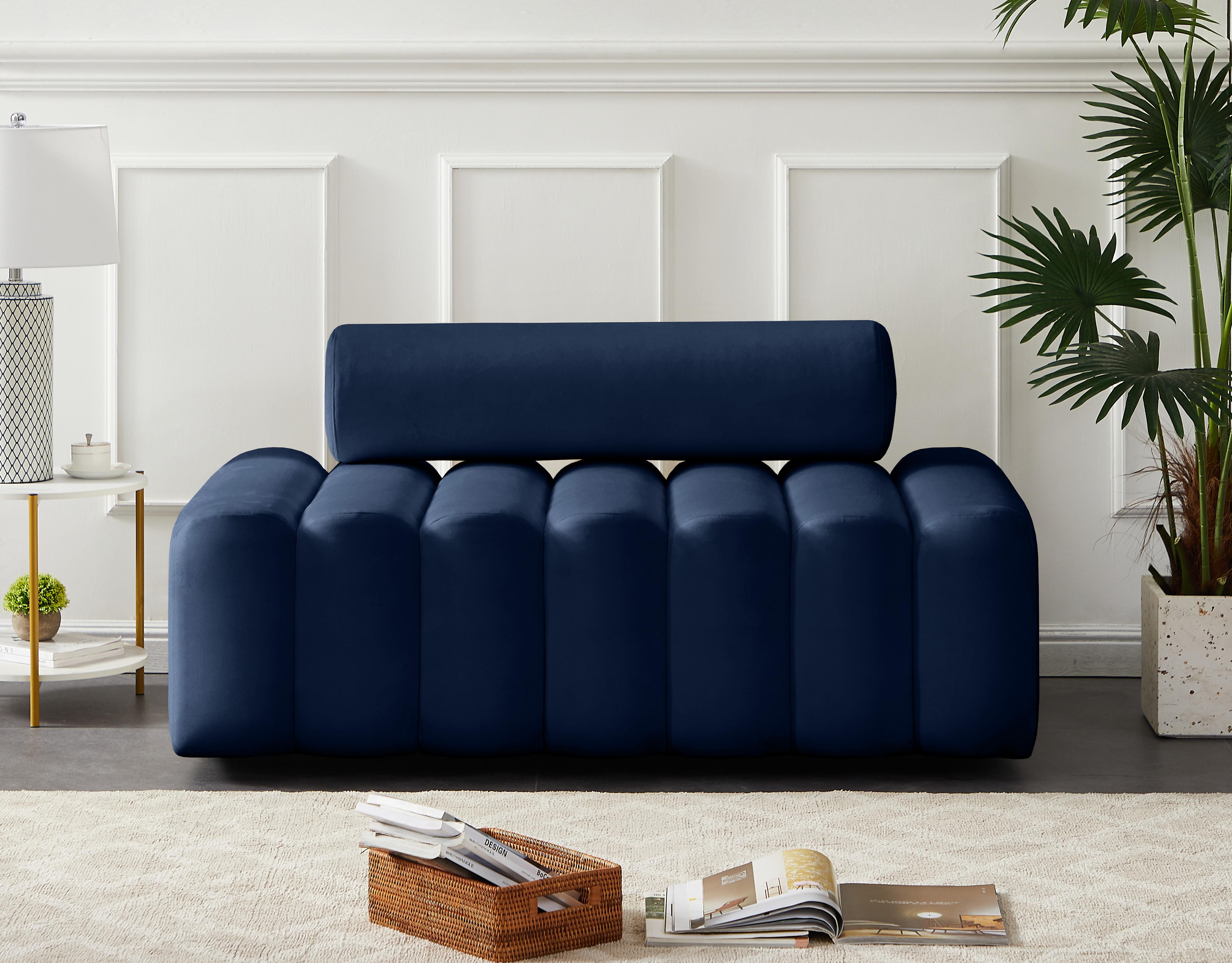 Melody Navy Velvet Loveseat - Luxury Home Furniture (MI)