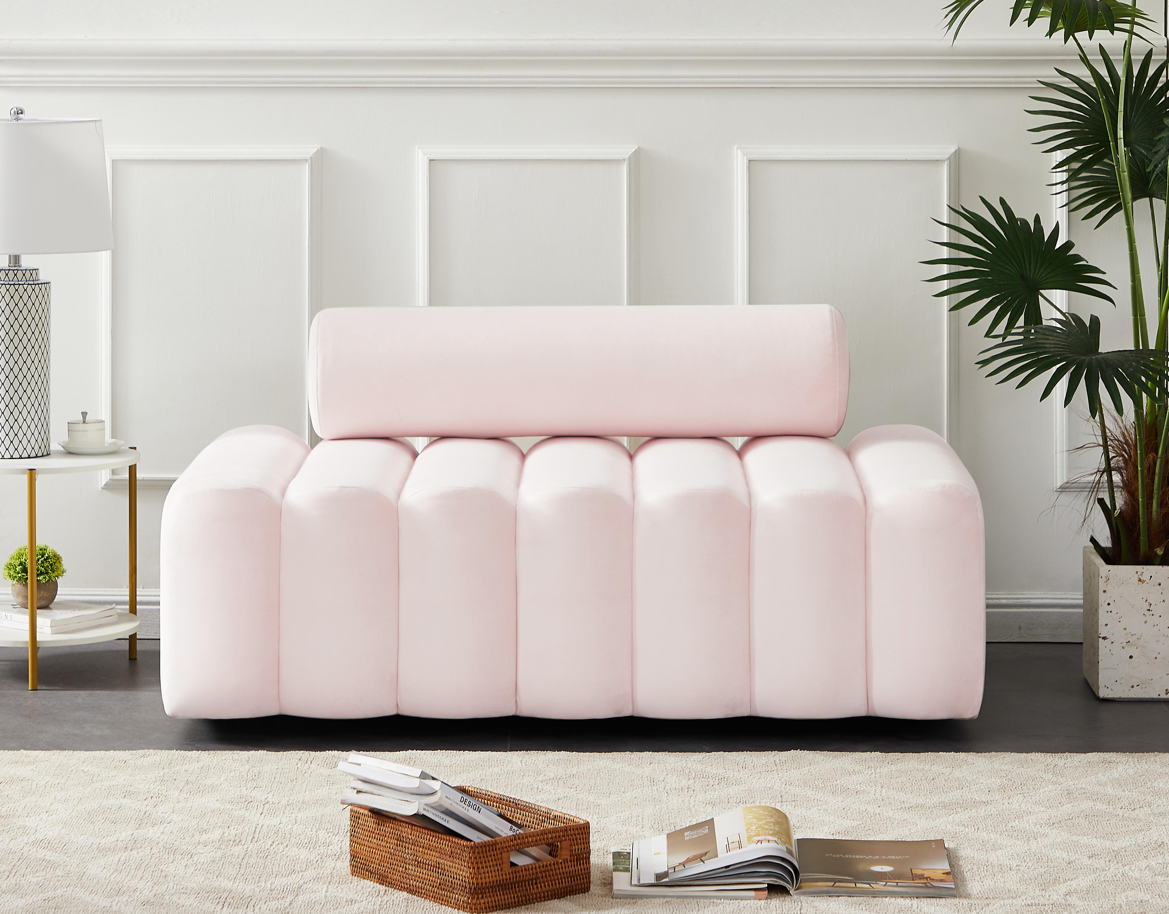 Melody Pink Velvet Loveseat - Luxury Home Furniture (MI)