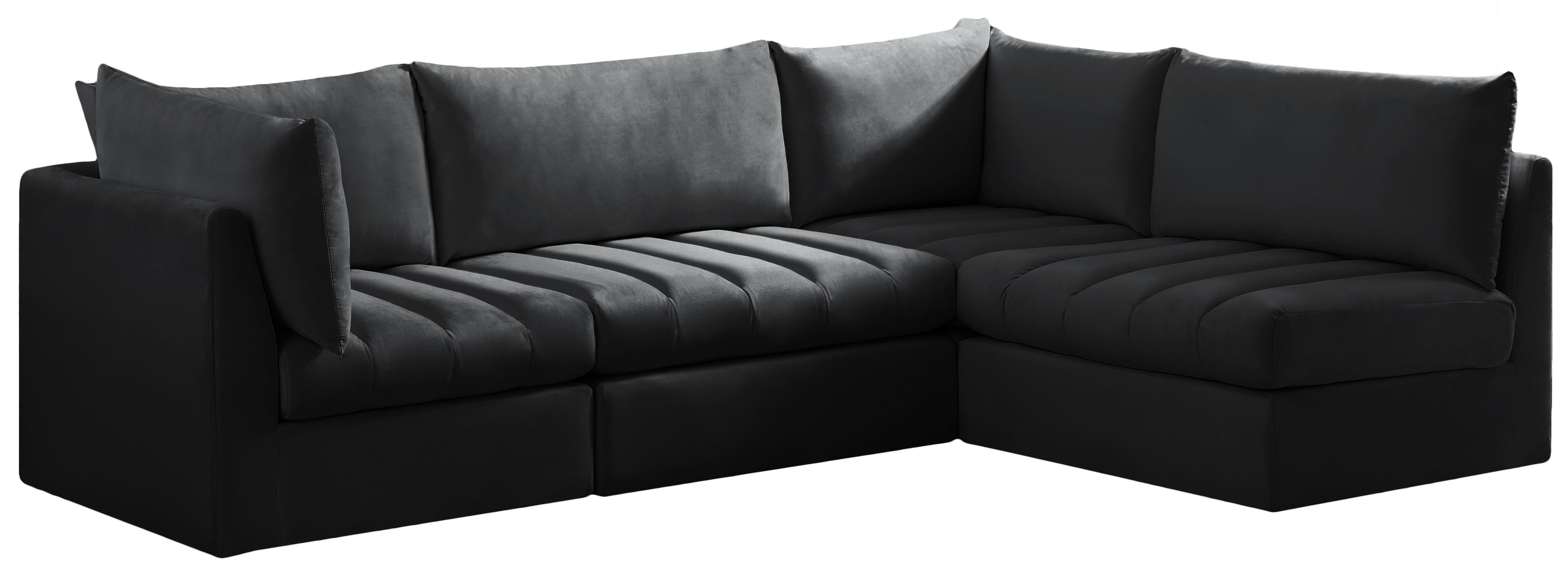 Jacob Black Velvet Modular Sectional - Luxury Home Furniture (MI)