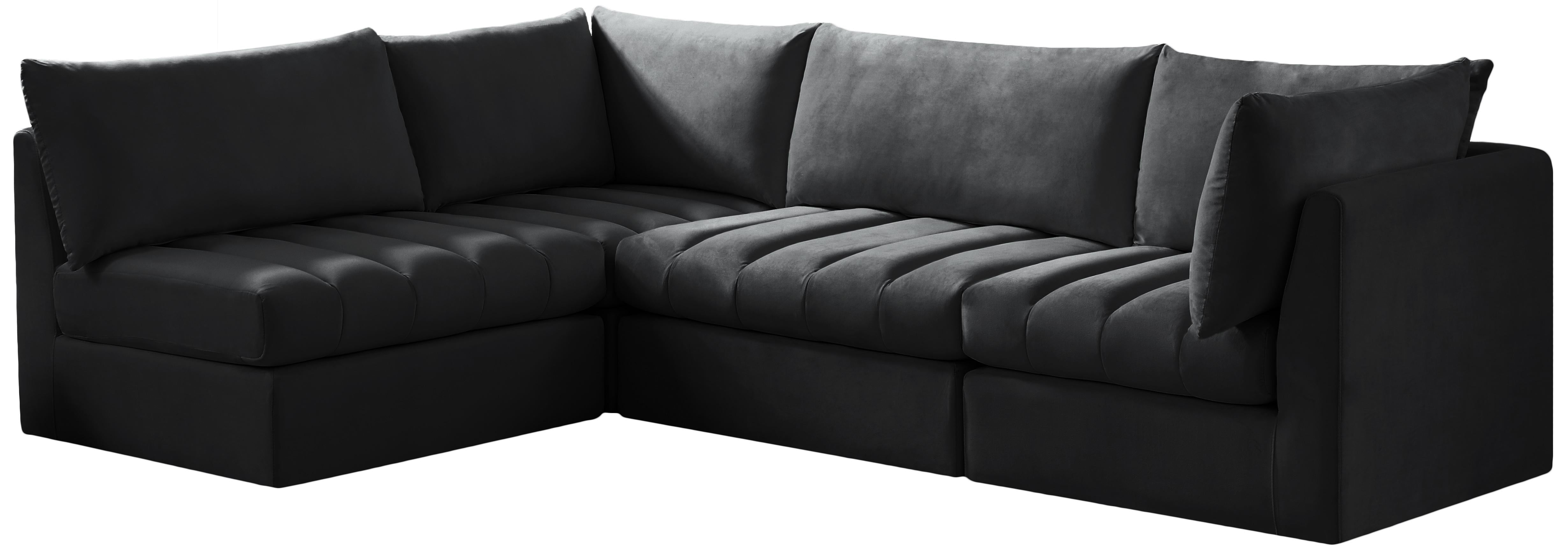 Jacob Black Velvet Modular Sectional - Luxury Home Furniture (MI)