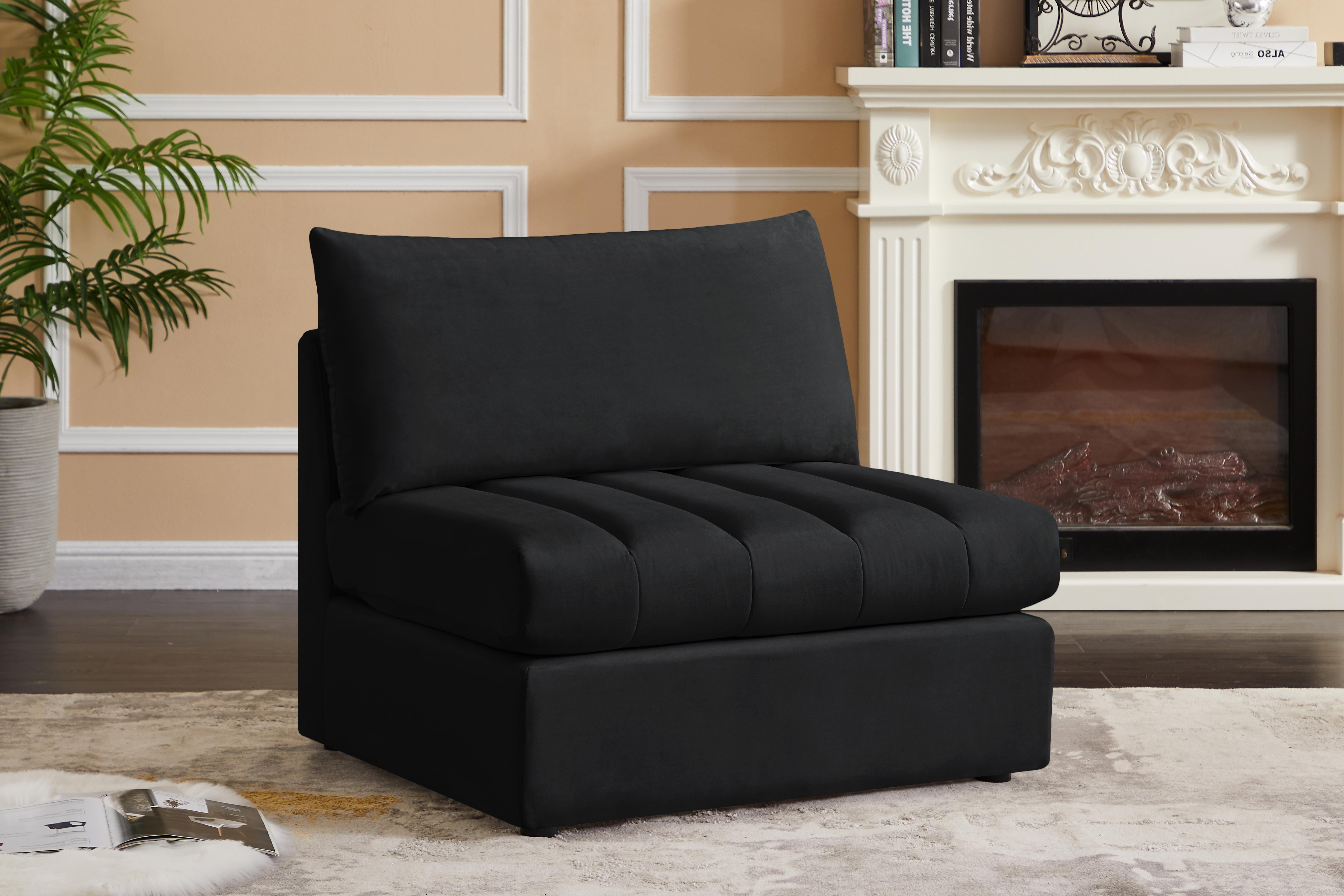 Jacob Black Velvet Armless - Luxury Home Furniture (MI)