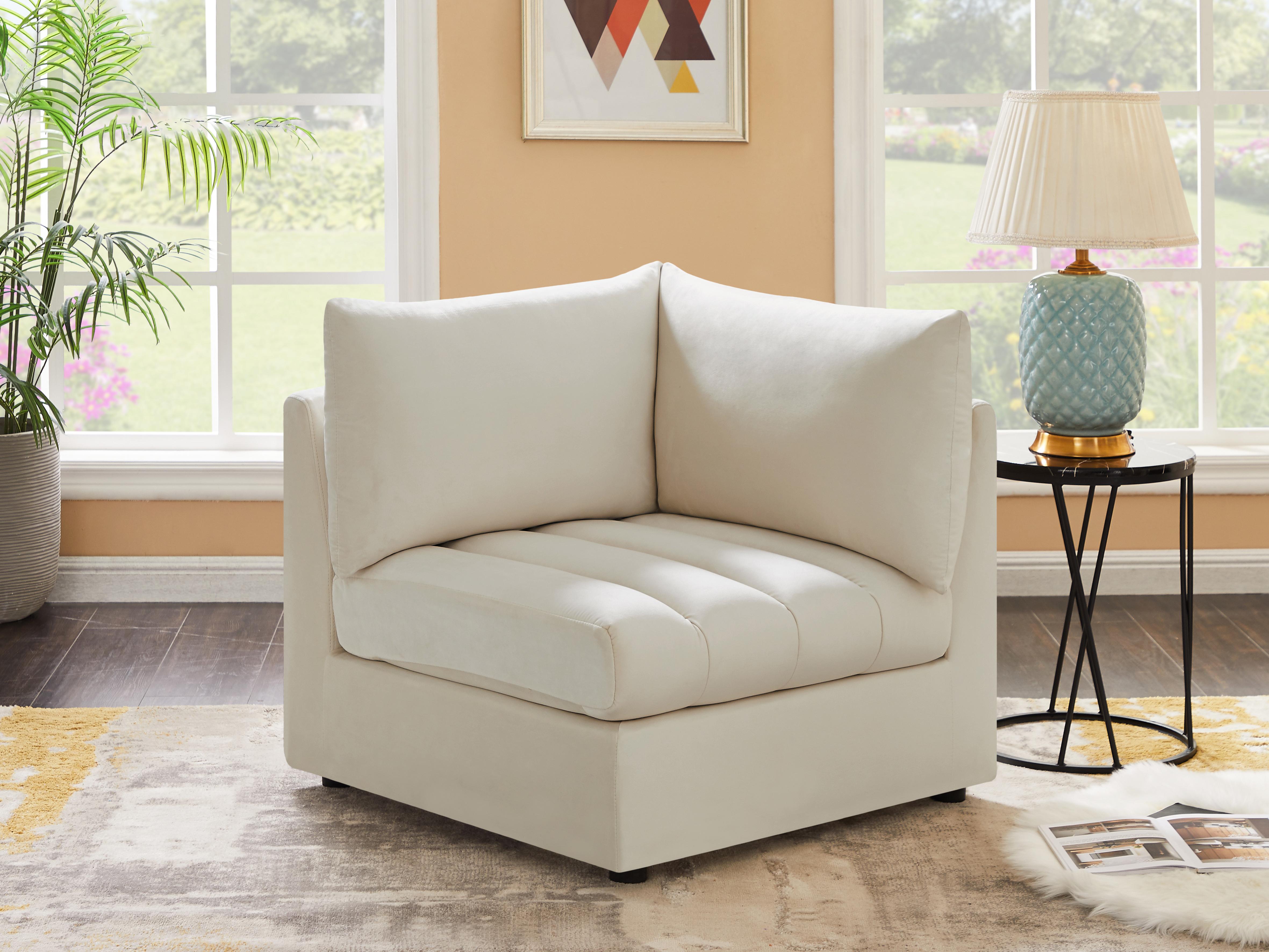 Jacob Cream Velvet Corner - Luxury Home Furniture (MI)
