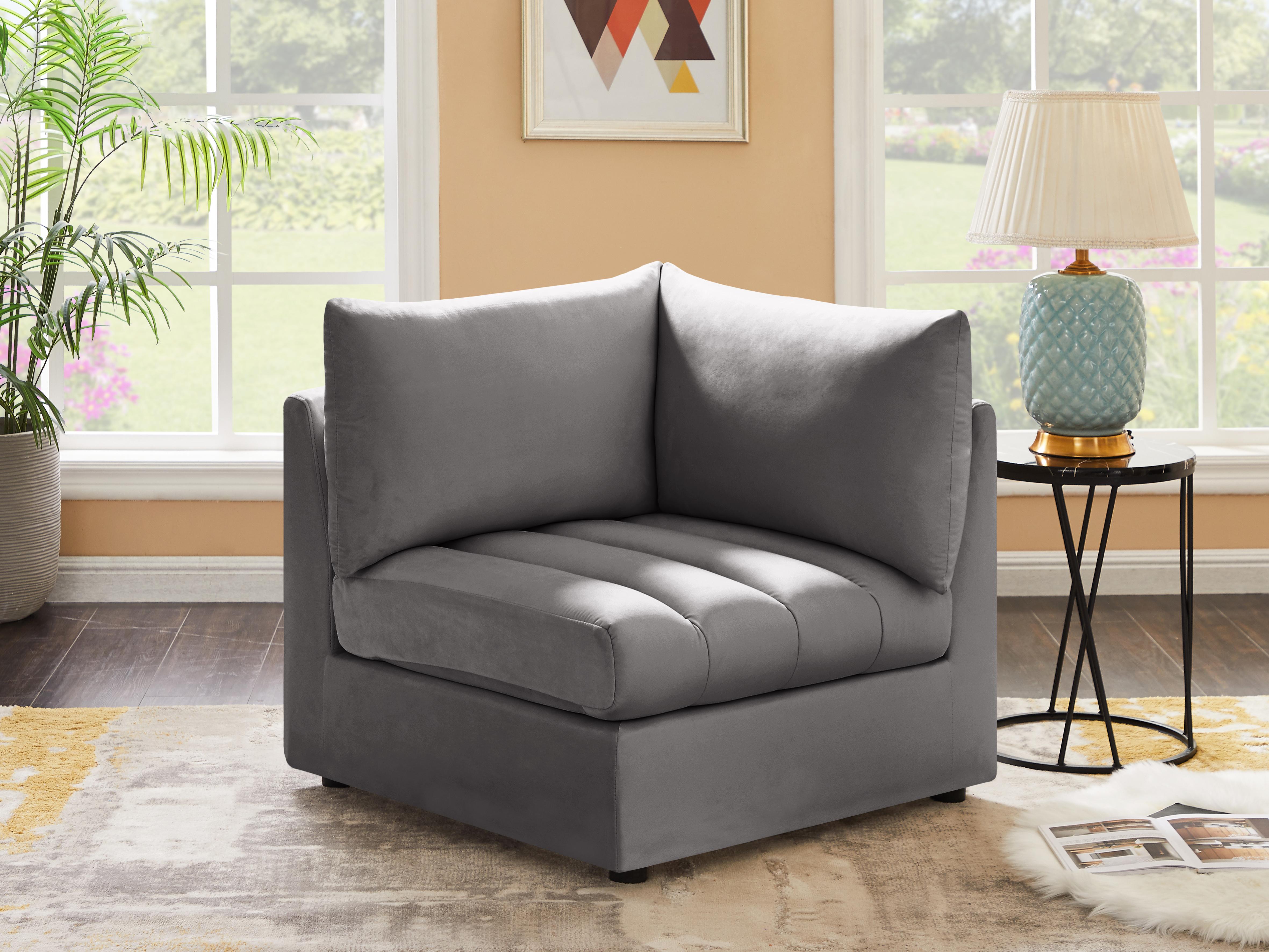 Jacob Grey Velvet Corner - Luxury Home Furniture (MI)