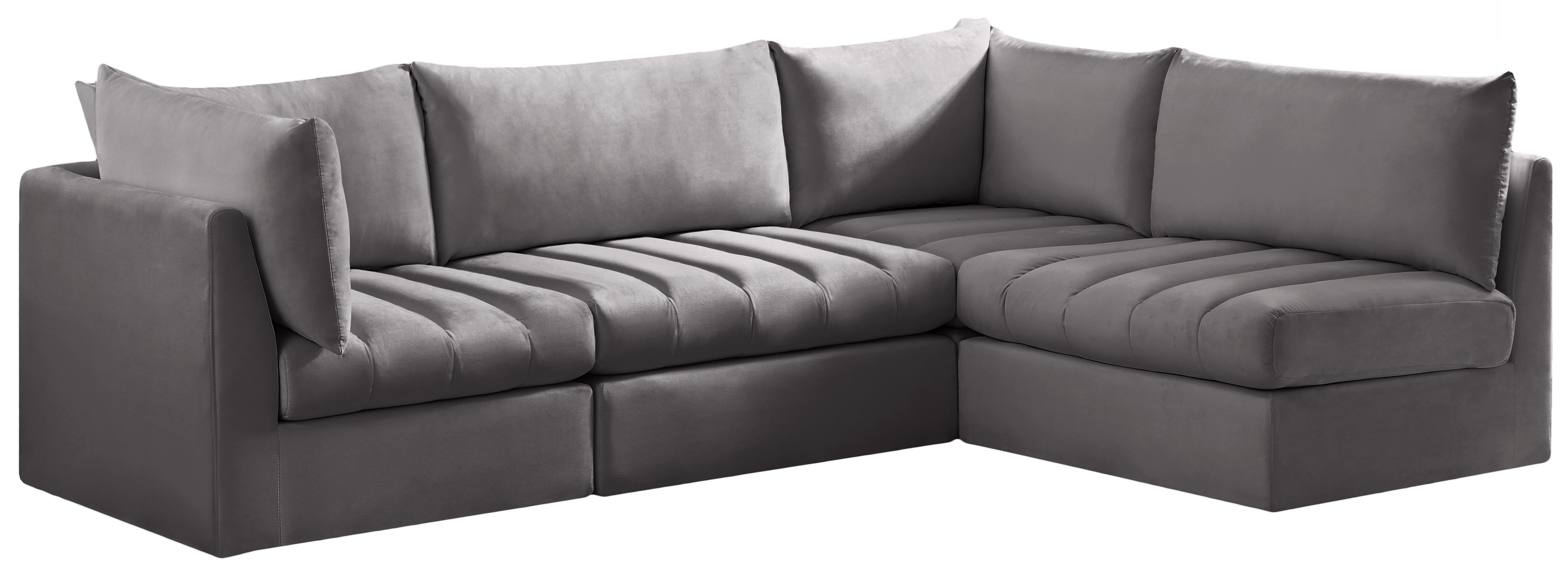 Jacob Grey Velvet Modular Sectional - Luxury Home Furniture (MI)