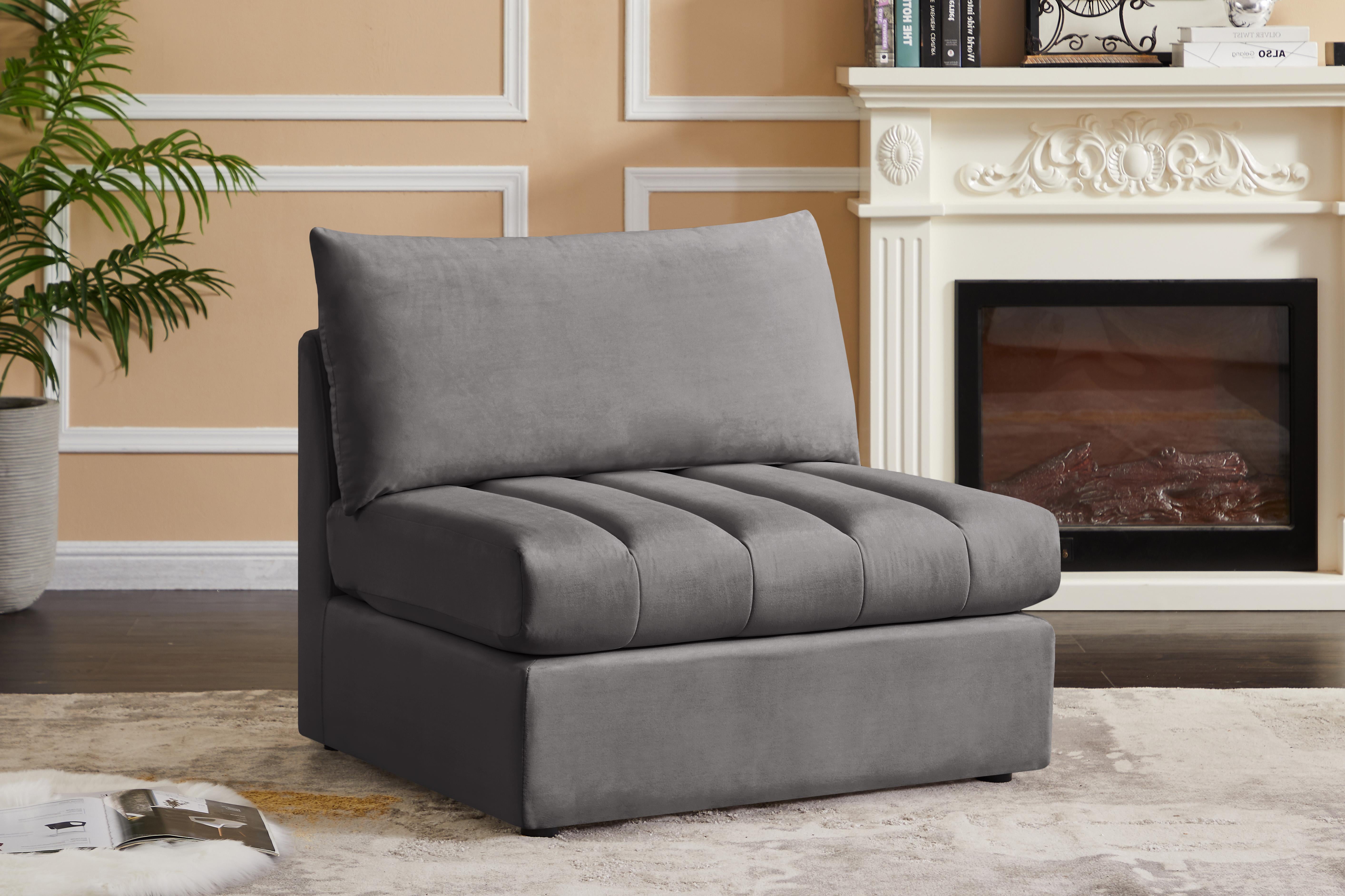 Jacob Grey Velvet Armless - Luxury Home Furniture (MI)