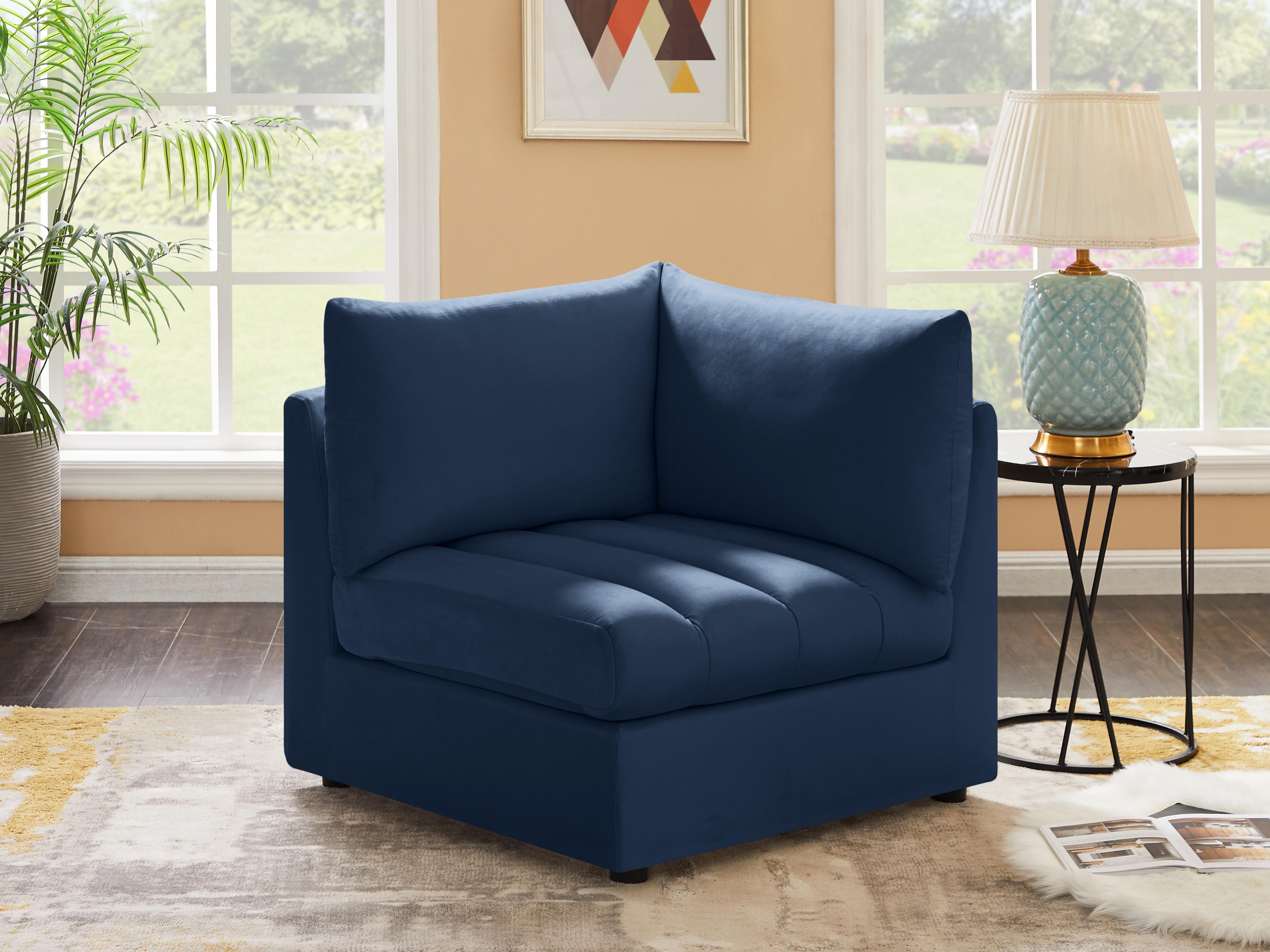 Jacob Navy Velvet Corner - Luxury Home Furniture (MI)