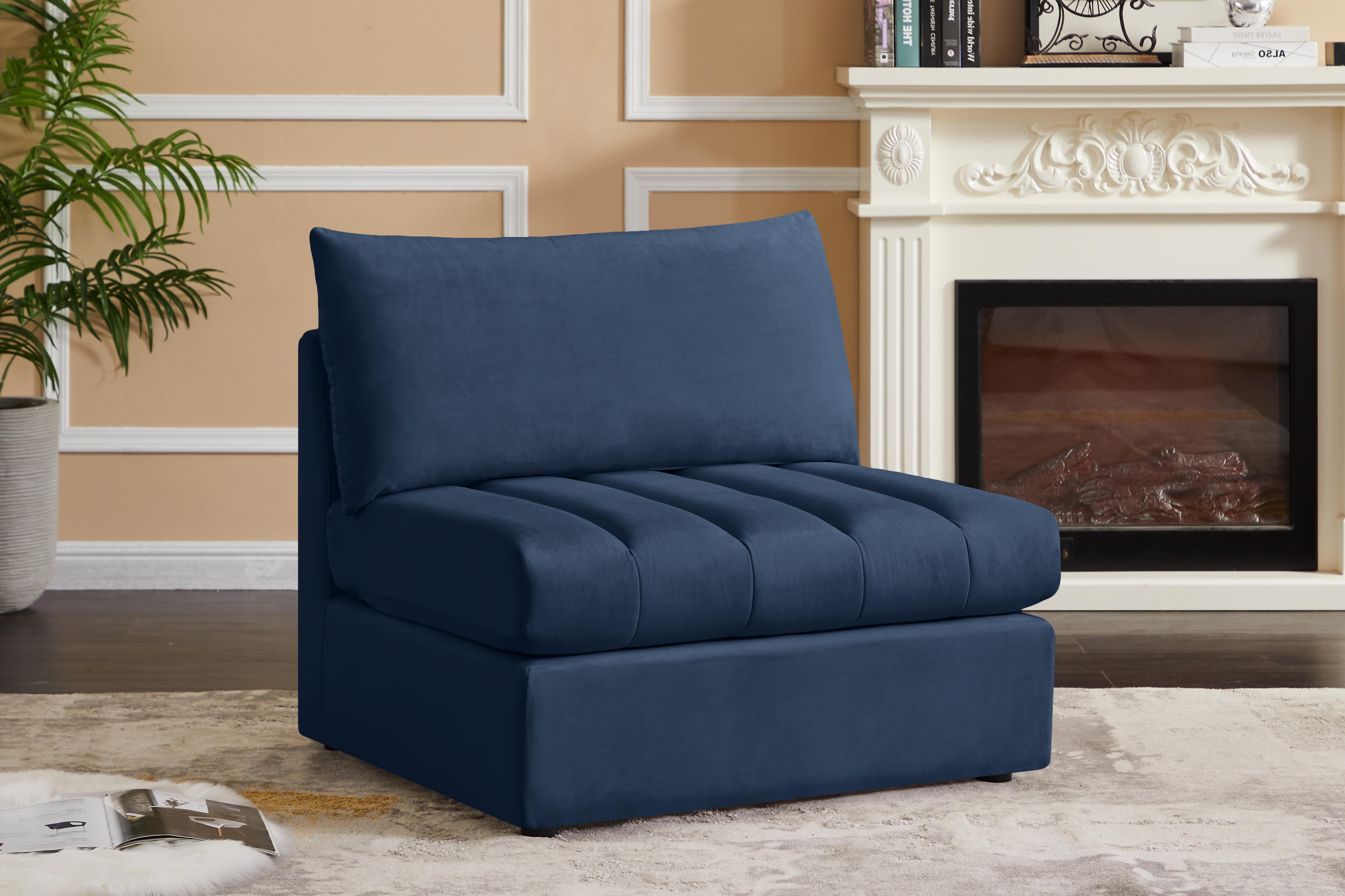 Jacob Navy Velvet Armless - Luxury Home Furniture (MI)