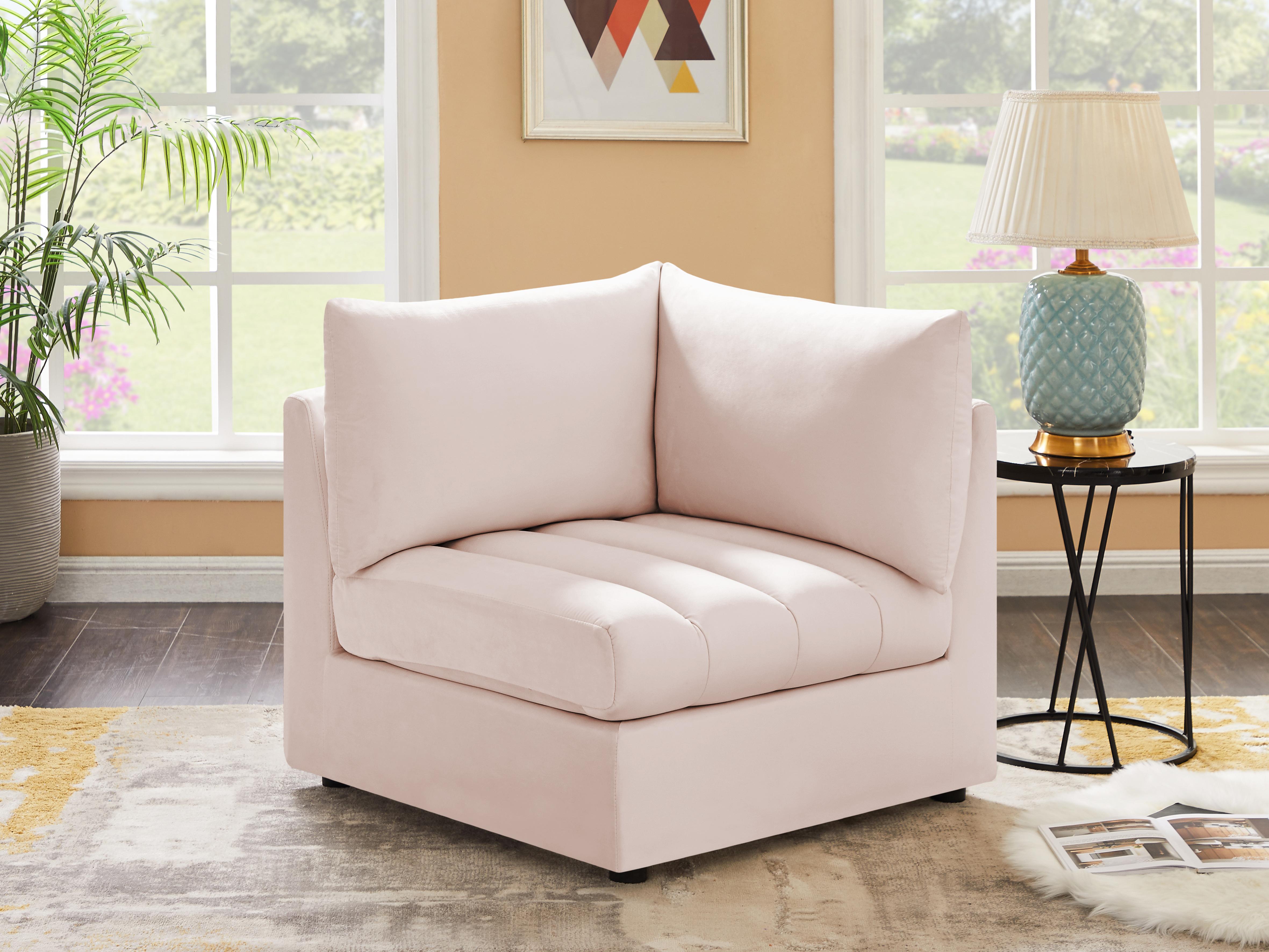 Jacob Pink Velvet Corner - Luxury Home Furniture (MI)